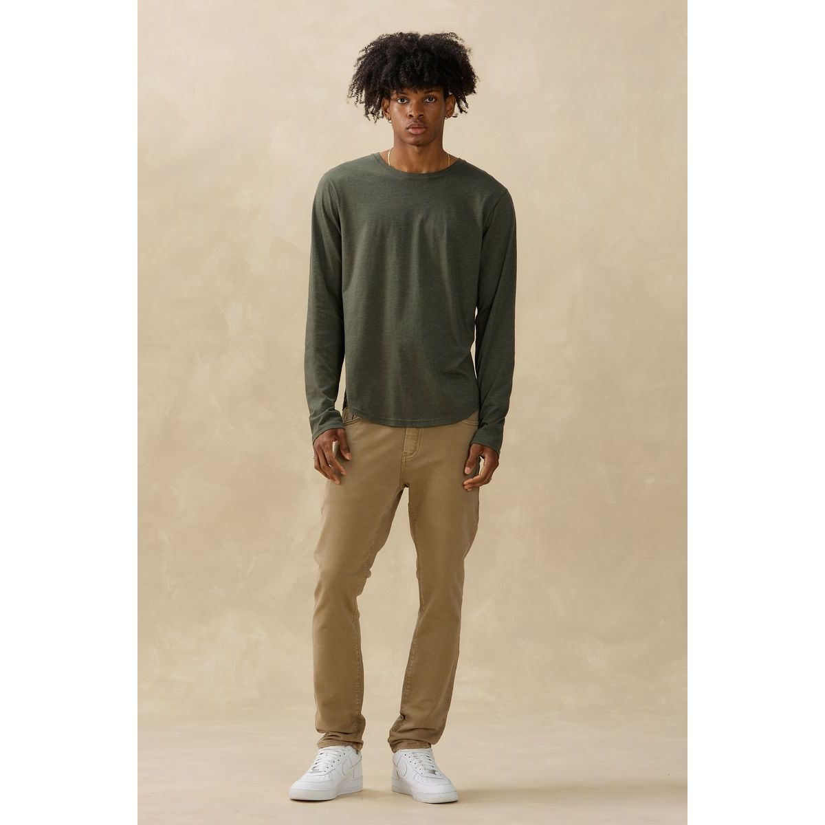 Kuwalla Tee - Long Sleeve Eazy Scoop Tee in Dark Olive