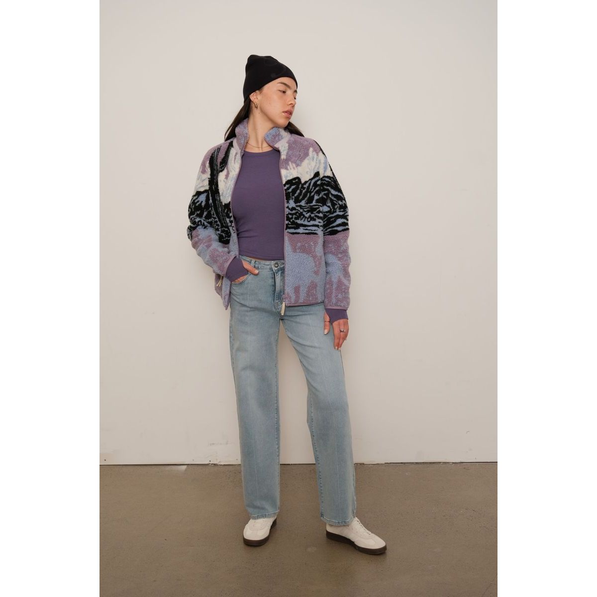 Kuwalla Tee - Women's Printed Sherpa Fleece in Sunset Stallion