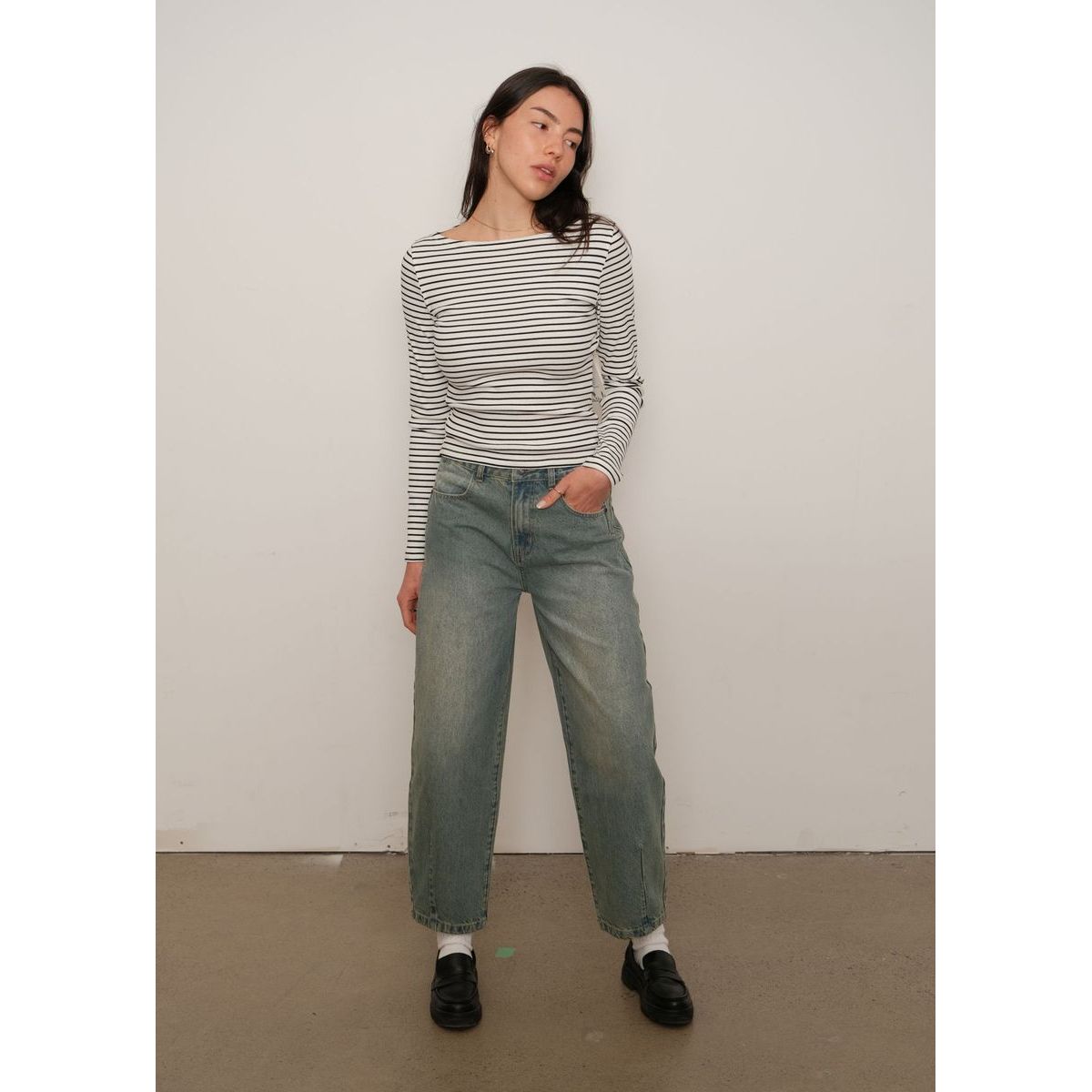 Kuwalla Tee - Amira Stripe Long-Sleeve in Black