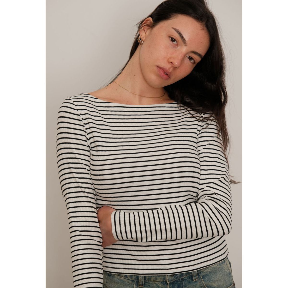 Kuwalla Tee - Amira Stripe Long-Sleeve in Black