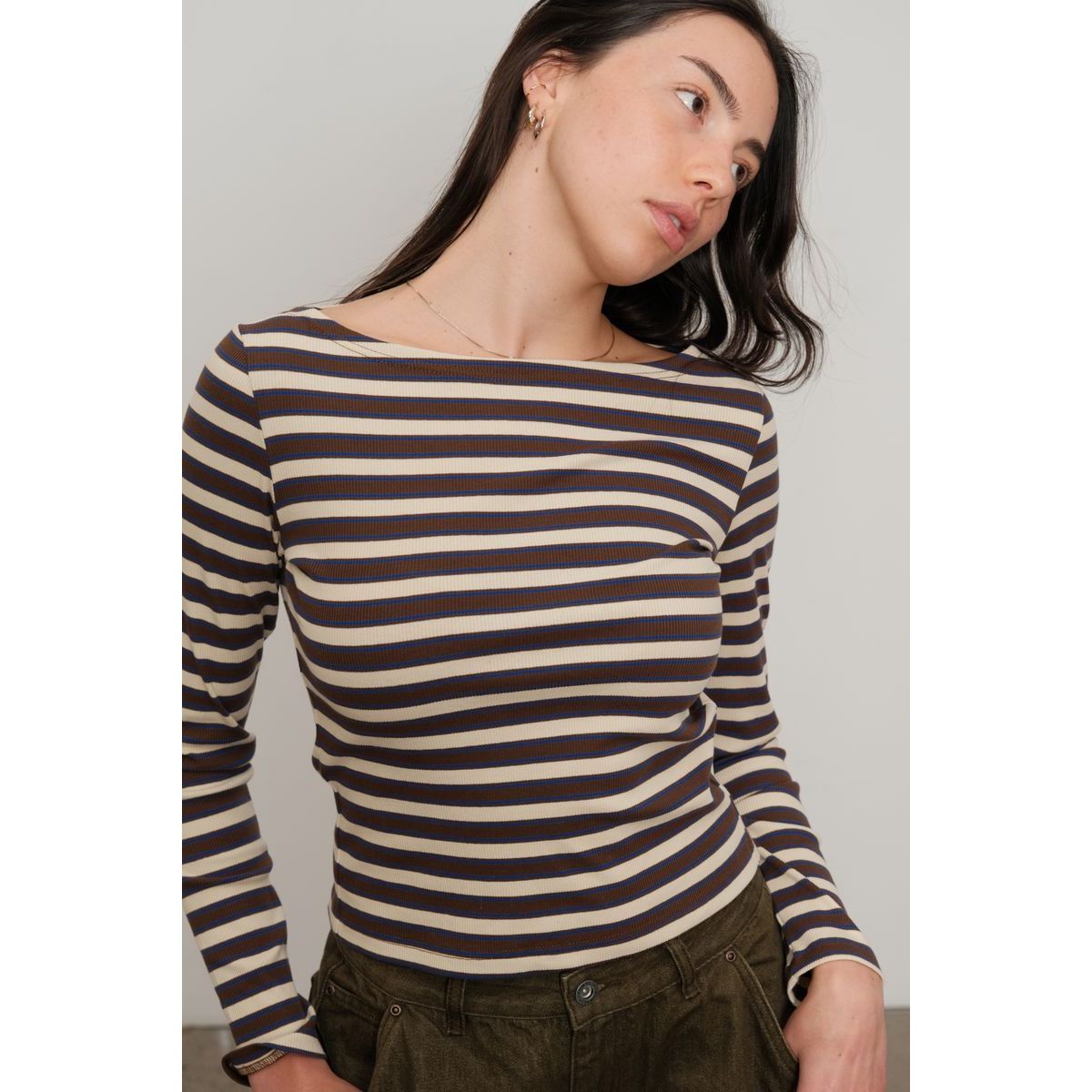 Kuwalla Tee - Amira Stripe Long-Sleeve in Brown
