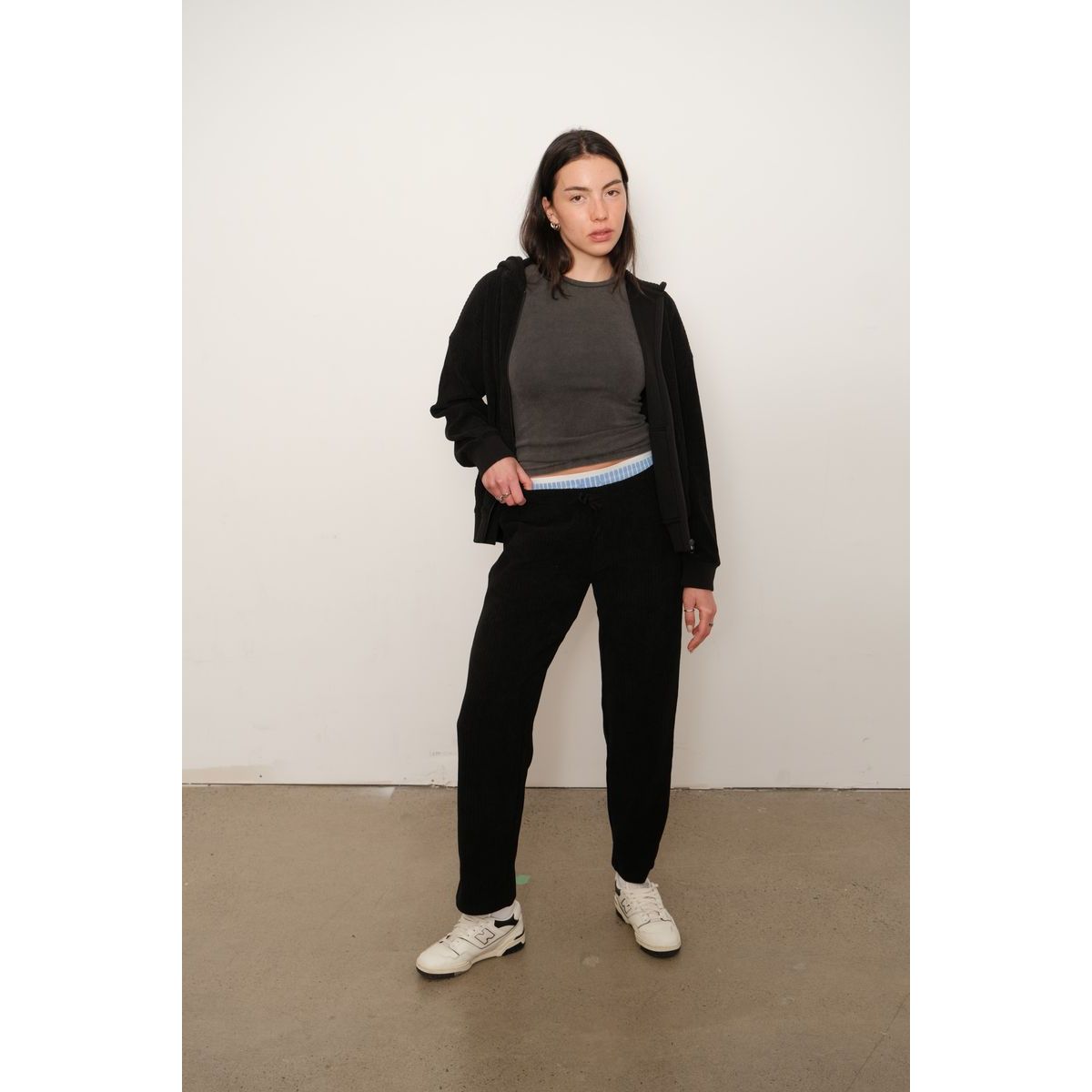 Kuwalla Tee - Micro Rib Tee in Washed Black