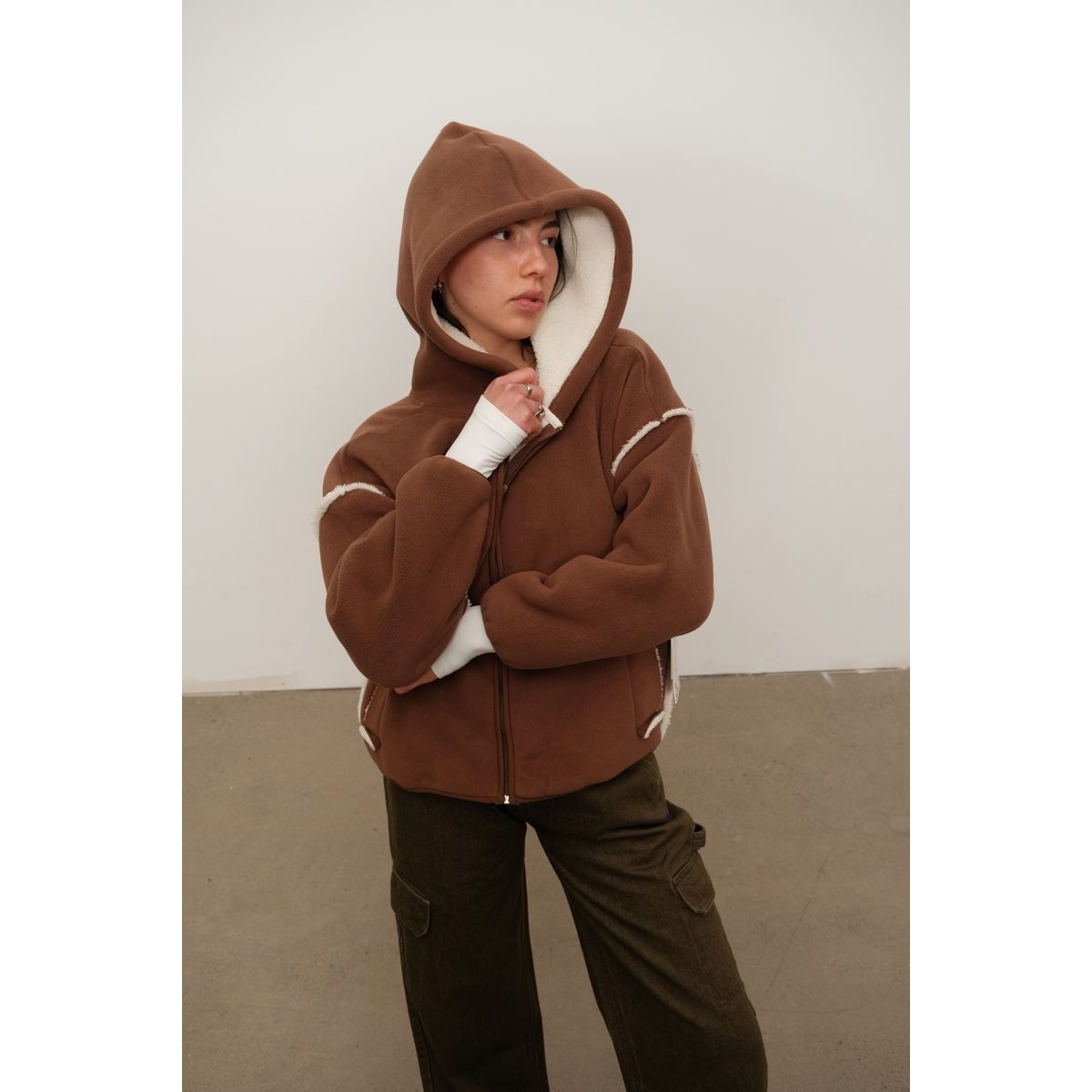 Kuwalla Tee - Evelyn Polar Zipup in Chocolate Brown