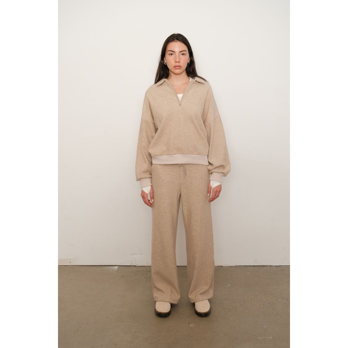 Kuwalla Tee - Arya Plush Wide Leg in Melange Beige