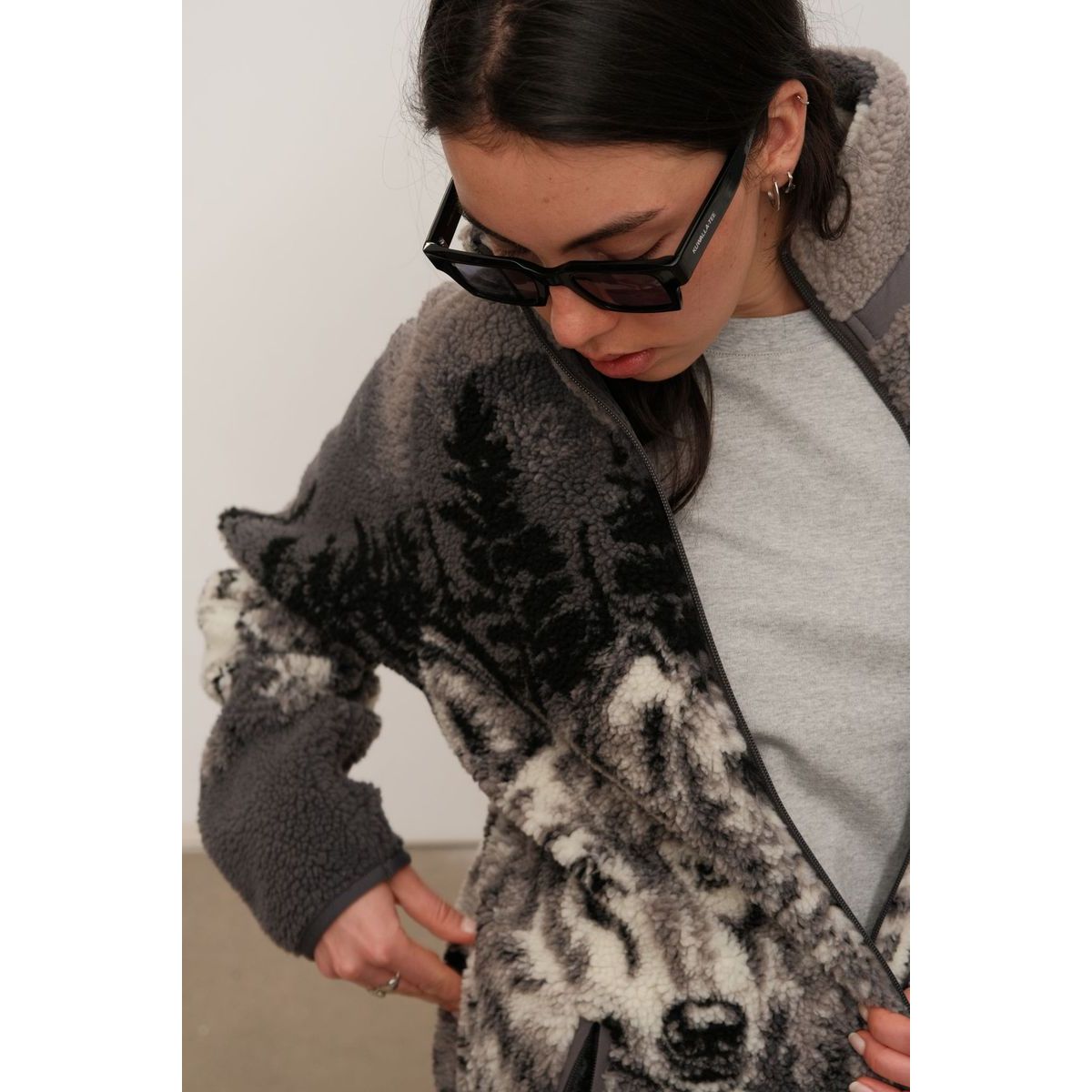 Kuwalla Tee - Women's Printed Sherpa Fleece in Wolf Pack