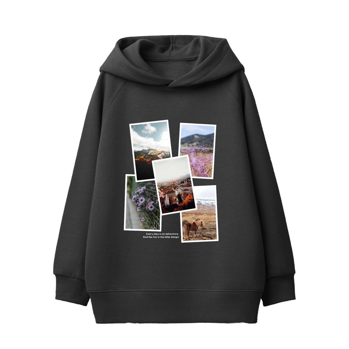 Silver Jeans - Girls Print Hoodie in Black