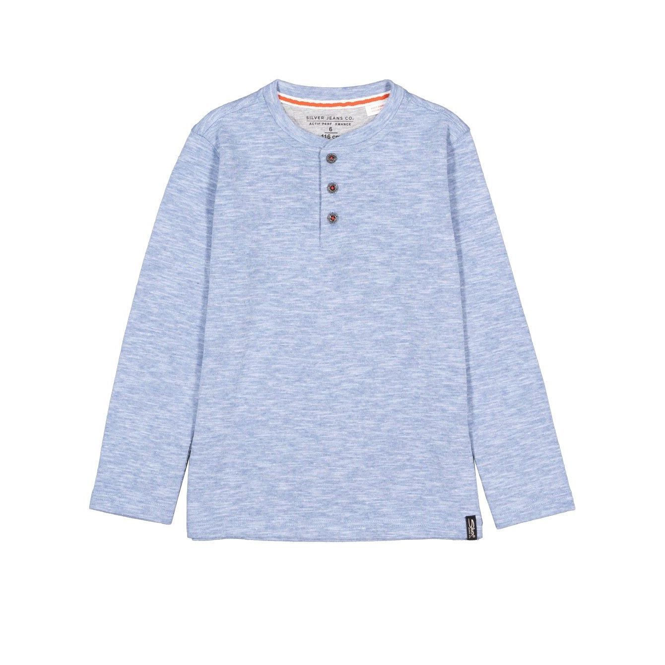 Silver Jeans - Little Boys Double Knit Henley in Heather Blue