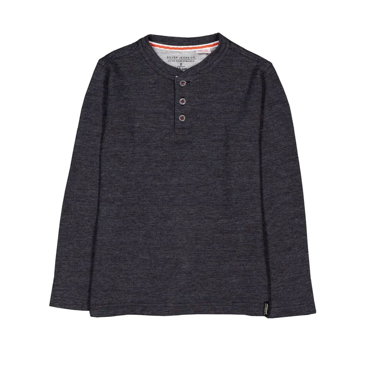 Silver Jeans - Boys Double Knit Henley in Heather Charcoal