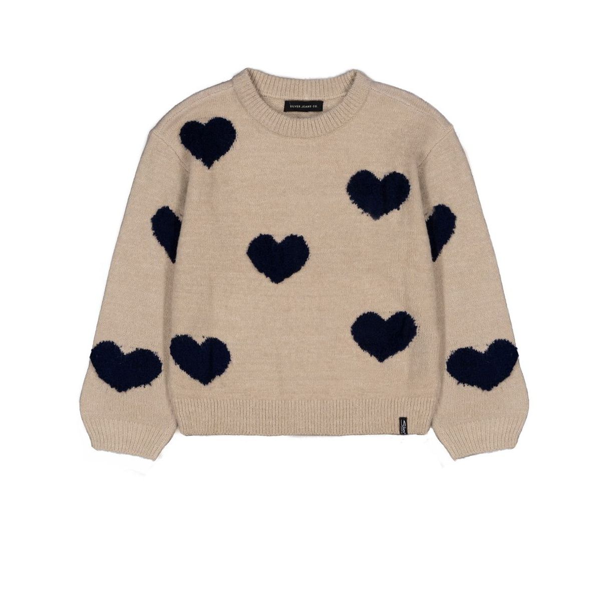 Silver Jeans - Girls Heart Sweater in Heather Oatmeal