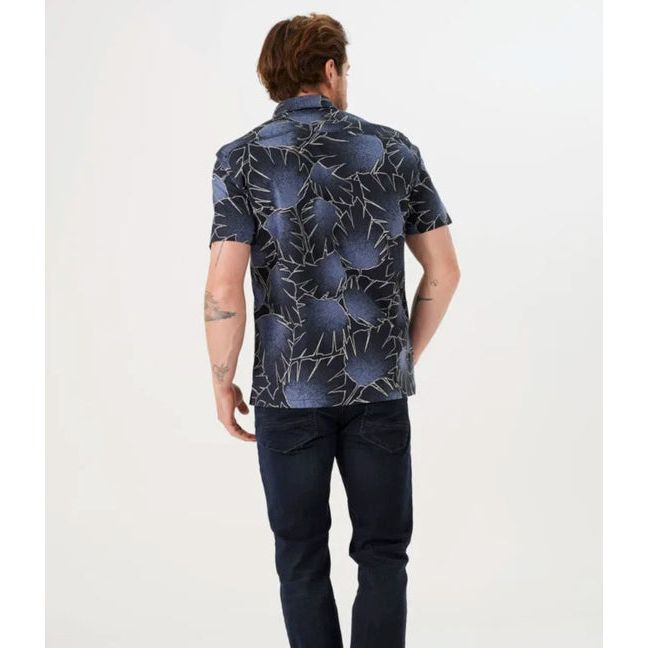 Garcia -Shirt in Navy Palm Print