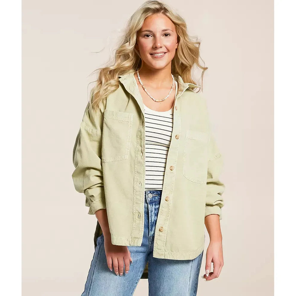 Billabong - Stoked On You Oversized Long Sleeve Shirt in Wasabi