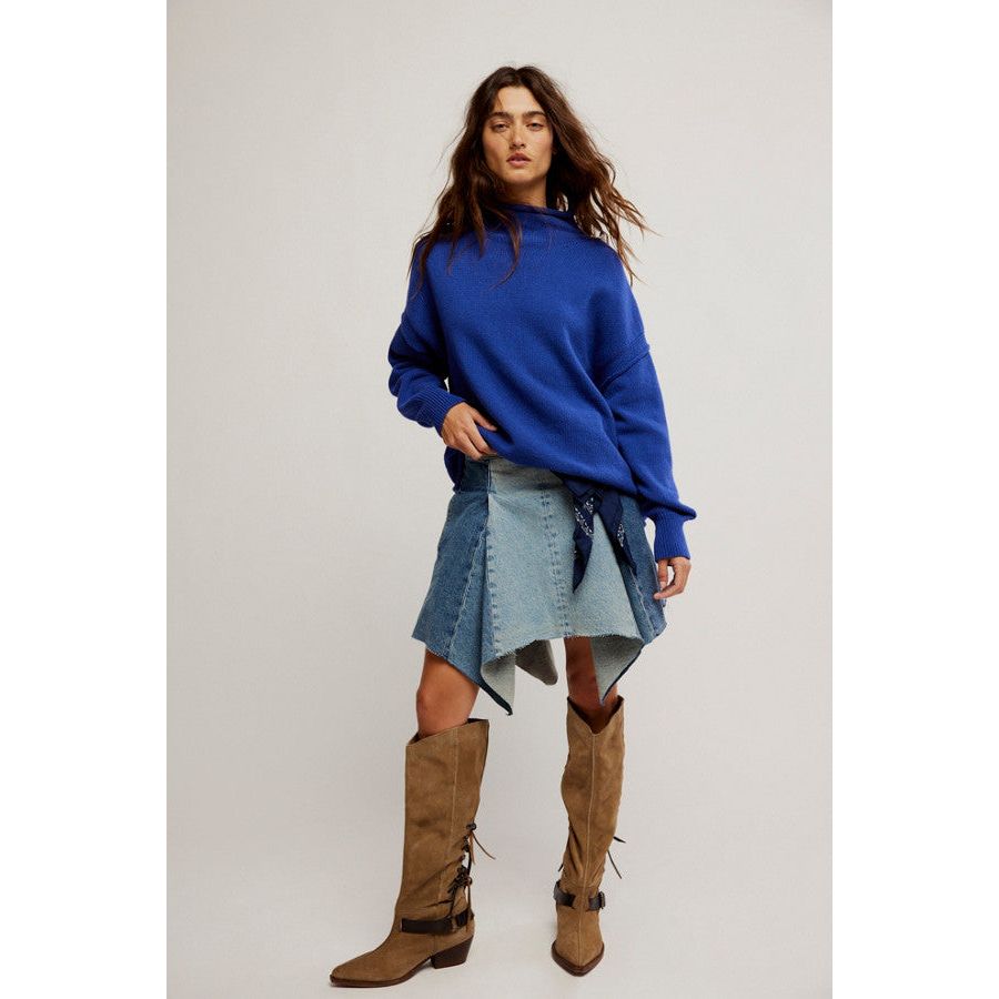 Free People - Torres Roll Neck Sweater in Skipper Blue