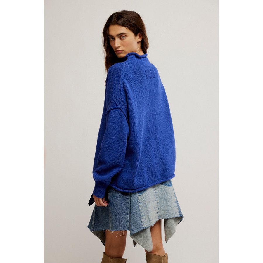 Free People - Torres Roll Neck Sweater in Skipper Blue