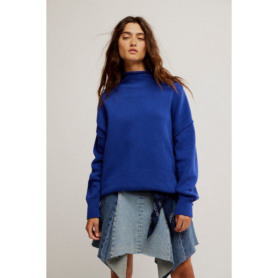 Free People - Torres Roll Neck Sweater in Skipper Blue