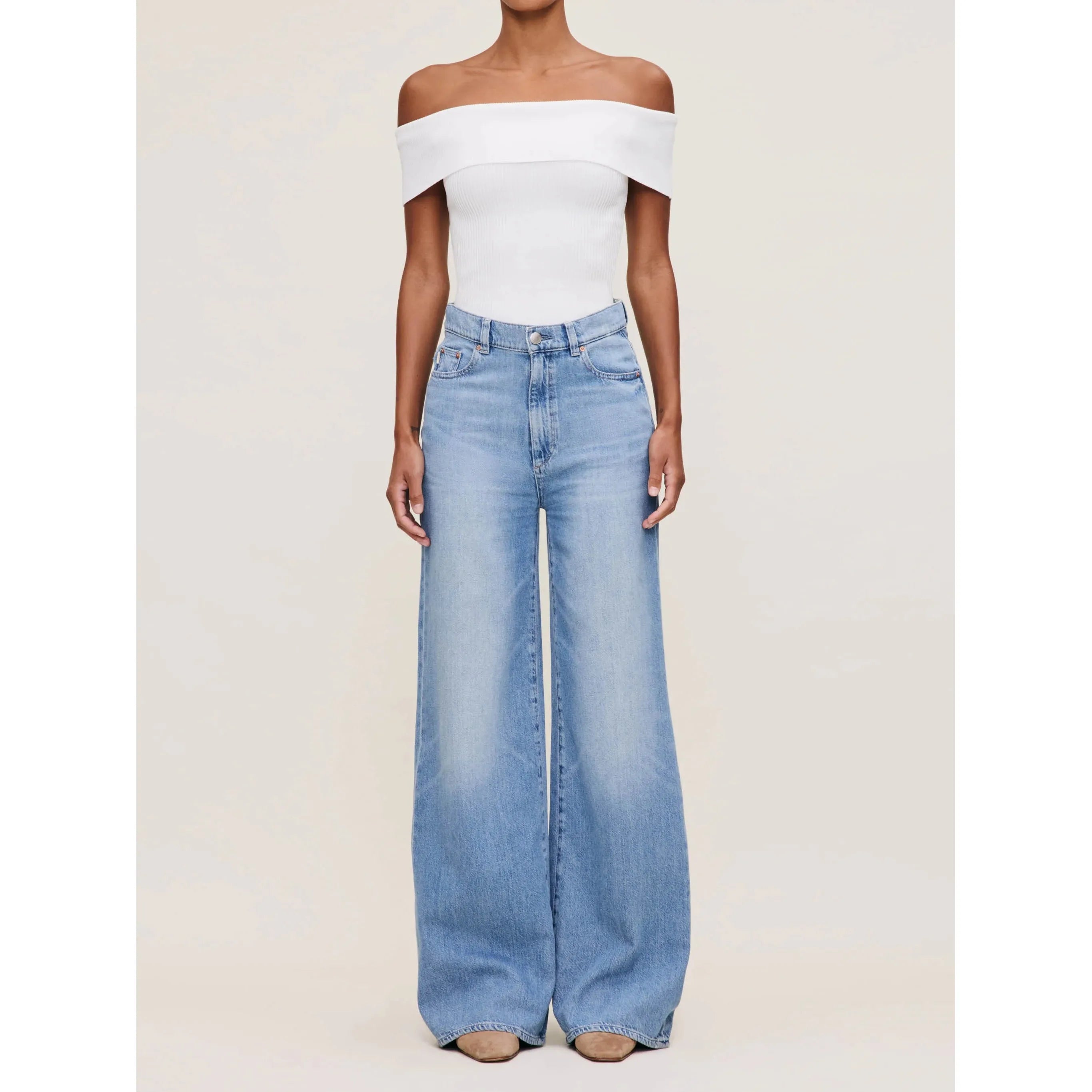 DL1961 - Hepburn Wide Leg High Rise Jeans in River Bank