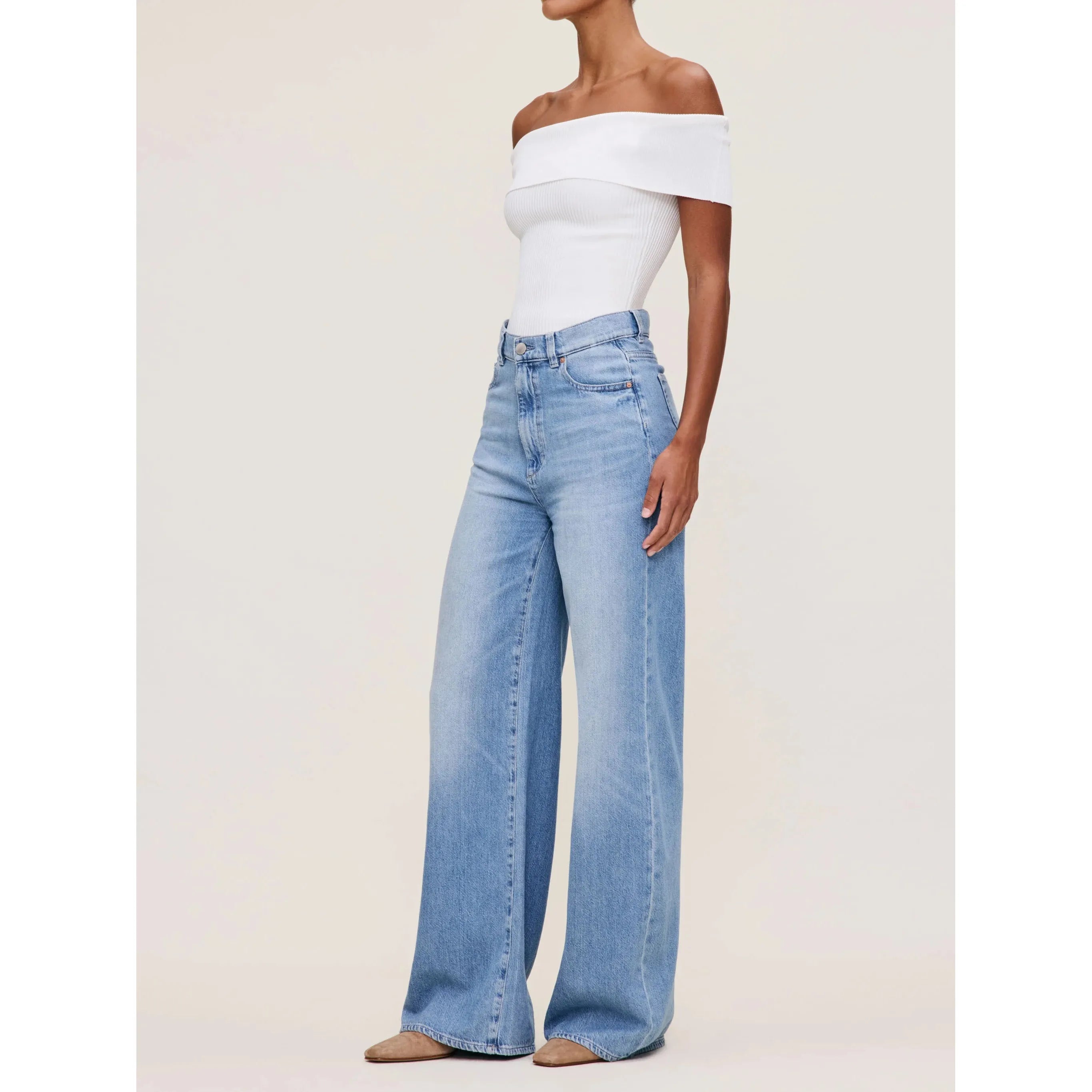 DL1961 - Hepburn Wide Leg High Rise Jeans in River Bank