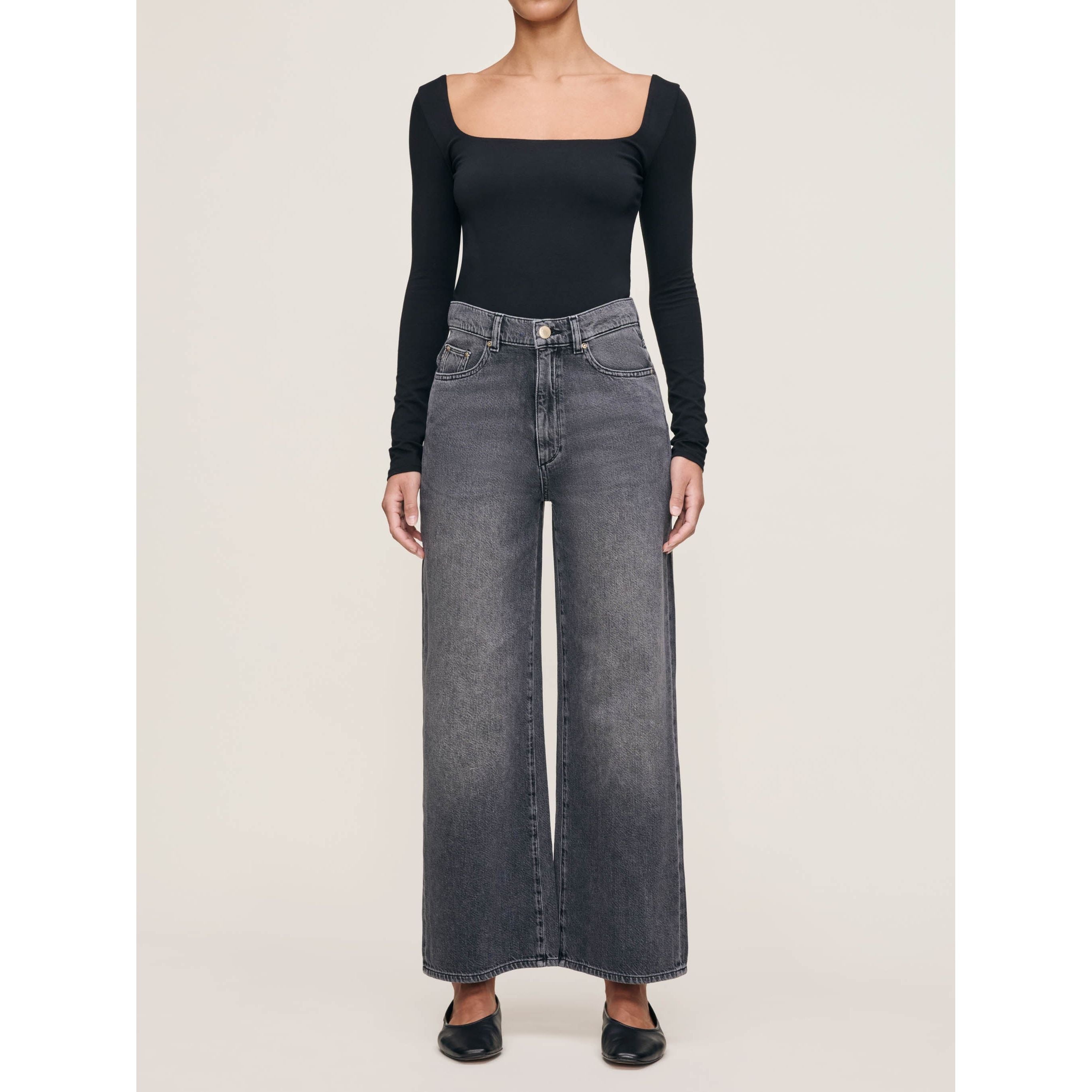 DL1961 - Hepburn Wide Leg High Rise Ankle Jeans in Nightshade Aura