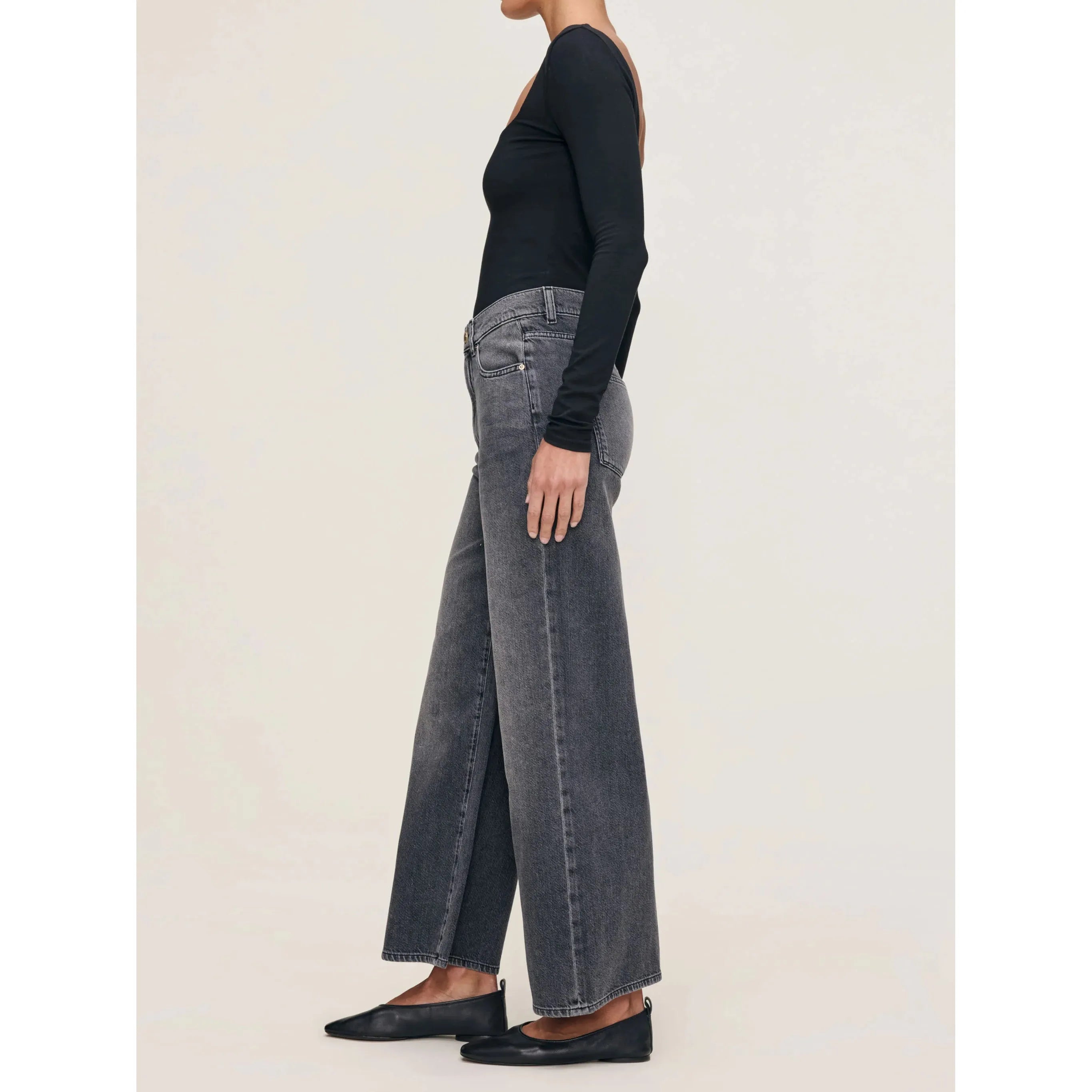 DL1961 - Hepburn Wide Leg High Rise Ankle Jeans in Nightshade Aura