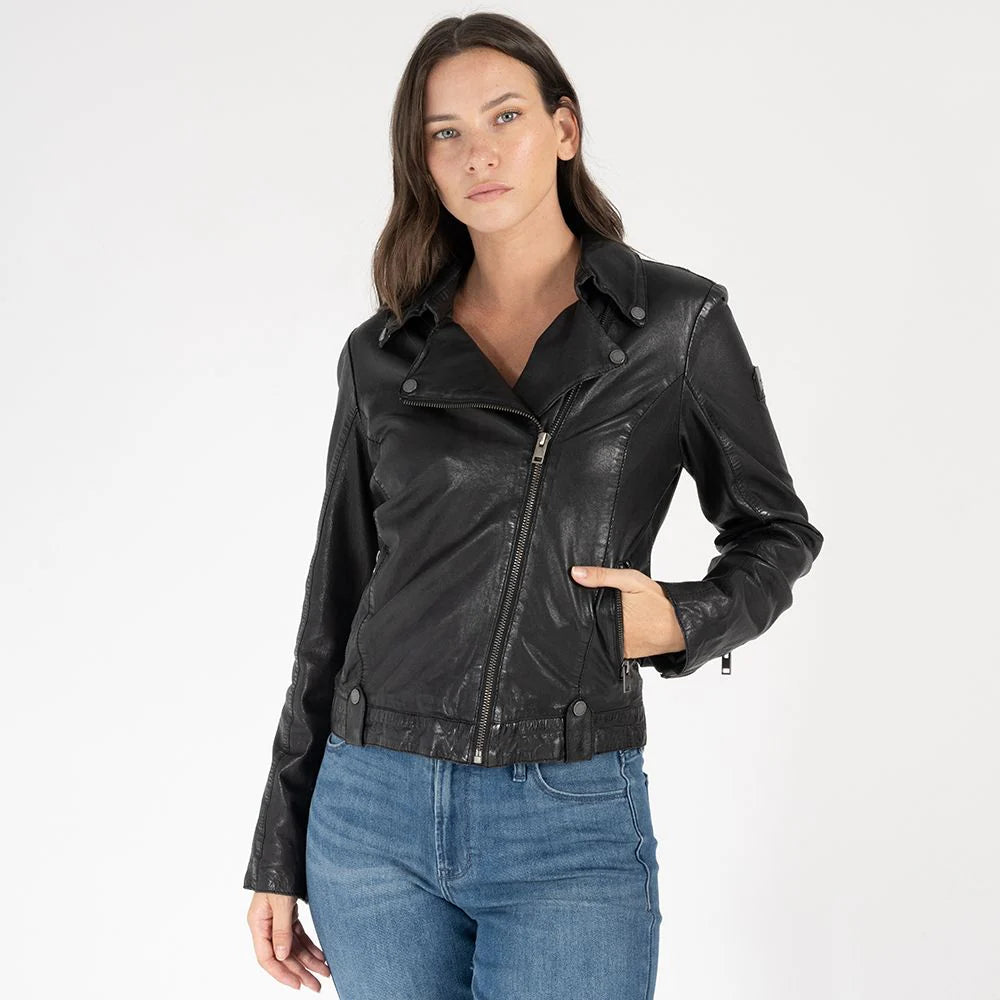 Mauritius - Fayola RF Leather Jacket in Black