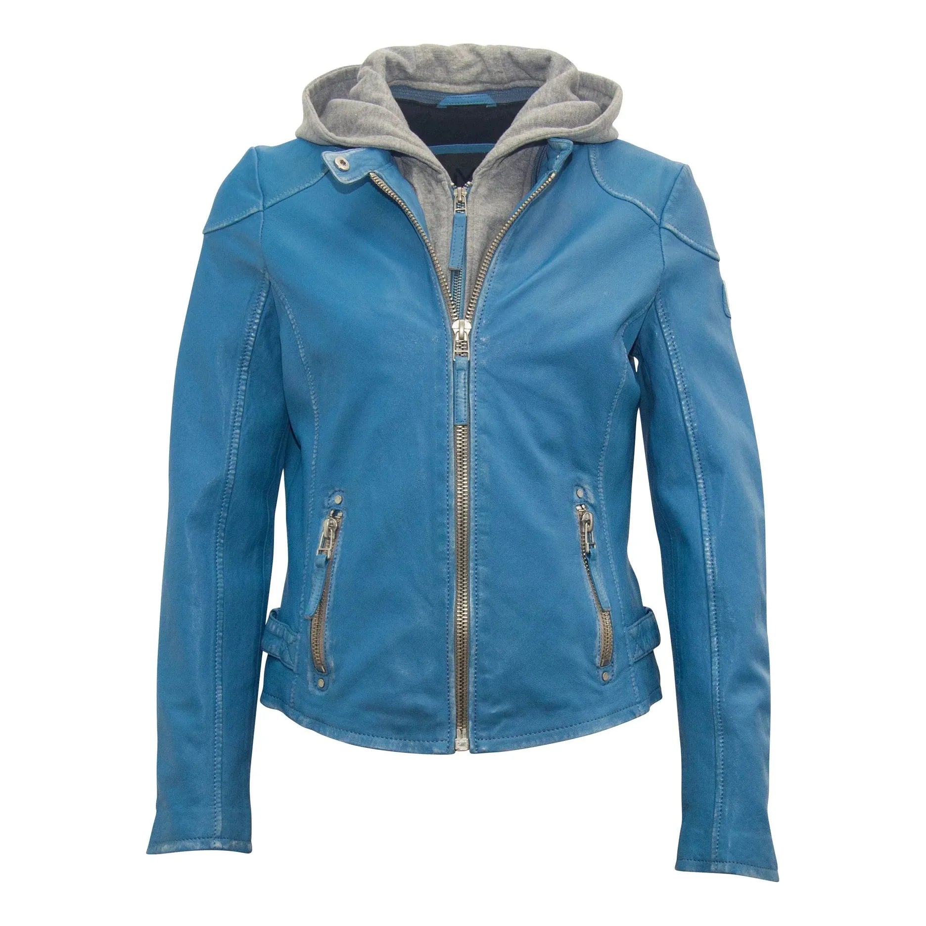 Mauritius - Finja RF Leather Jacket in Blue Lagoon