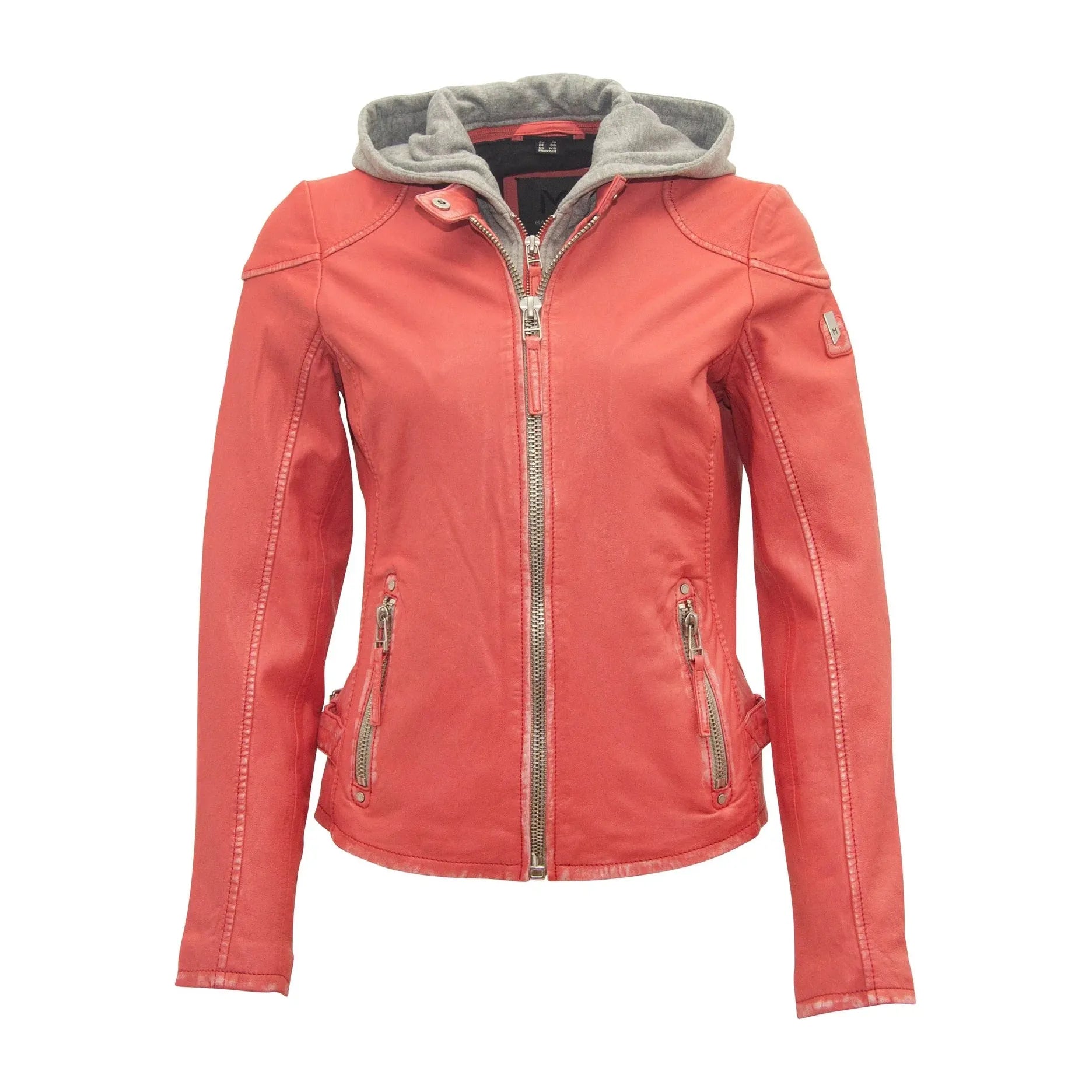 Mauritius - Finja RF Leather Jacket in Coral