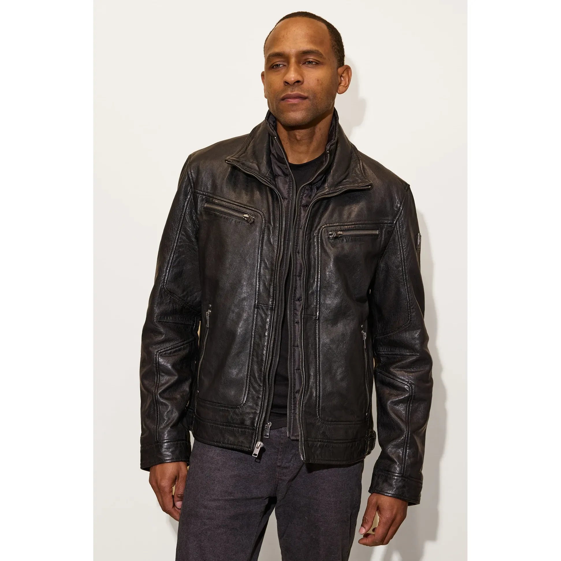 Mauritius - Bain Leather Jacket in Black