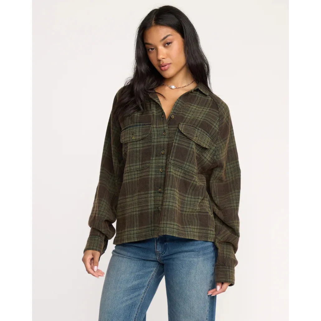 Billabong - Coastal Breeze Long Sleeve Shirt in Green/Black
