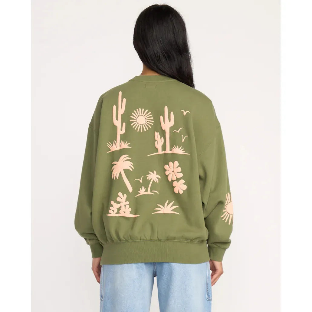 Billabong - Sun Wave Livin Kendal Crewneck Sweatshirt in Luv Army