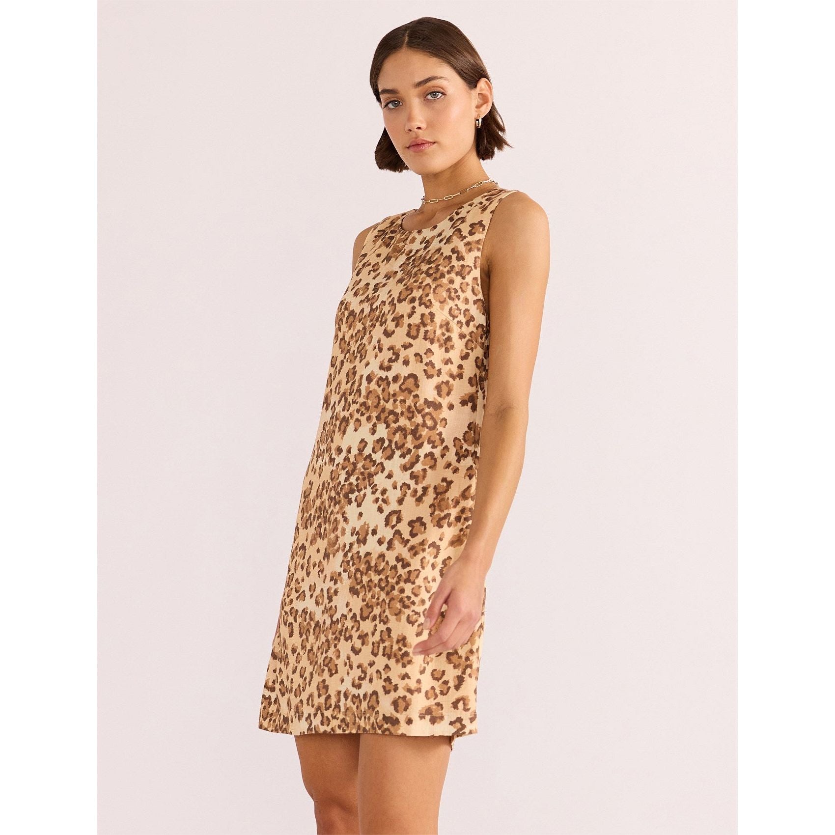 Mink Pink - The Arden Shift Mini Dress in Leopard