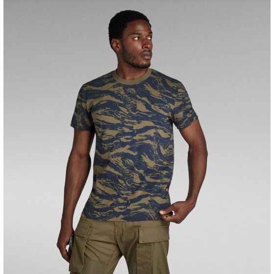 G Star - Tiger Camo Tee in Shadow Olive