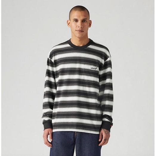 Levi's - Authentic Long Sleeve Tee in Alistair Stripe Caviar