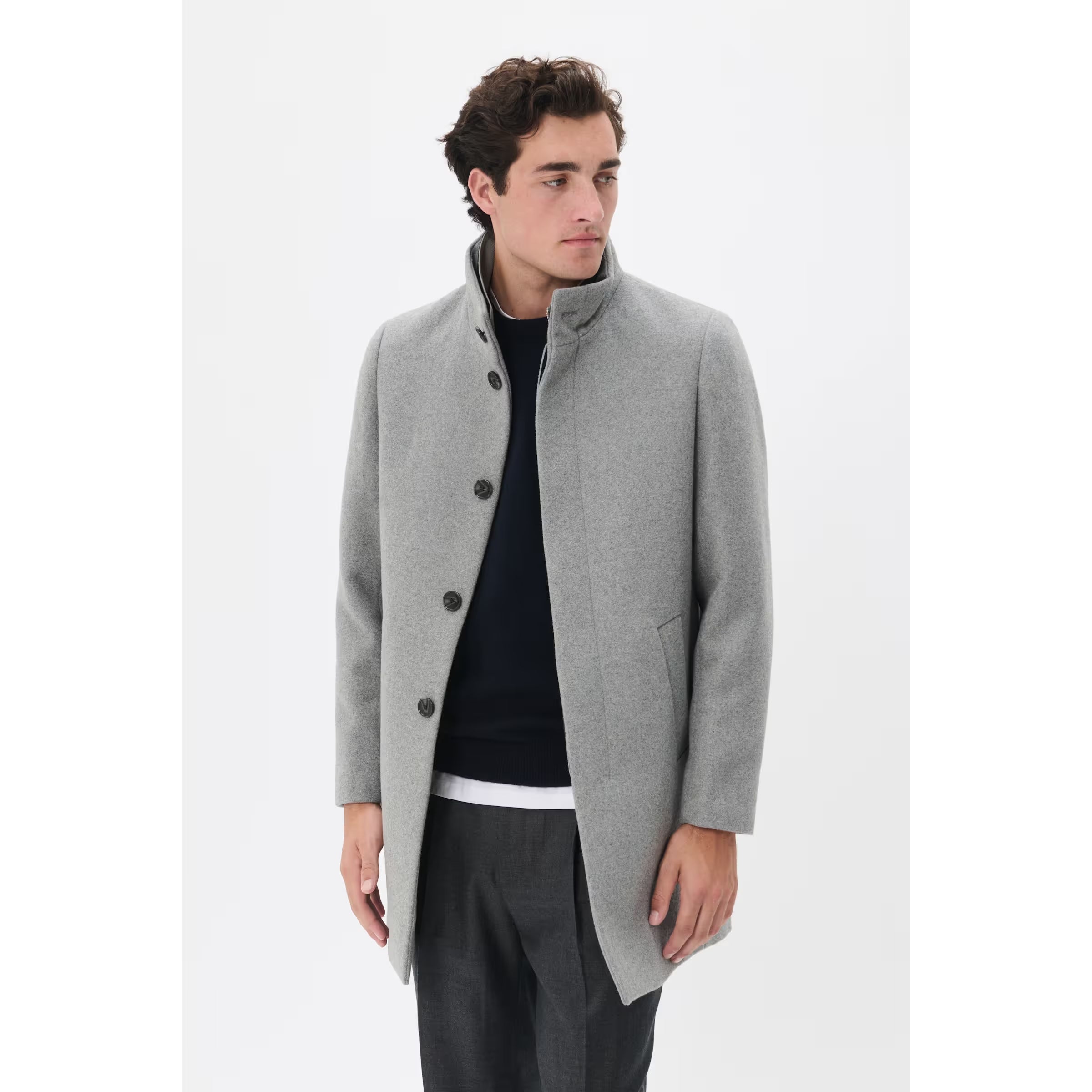 Matinique - Harvey Wool Coat in Light Grey Melange