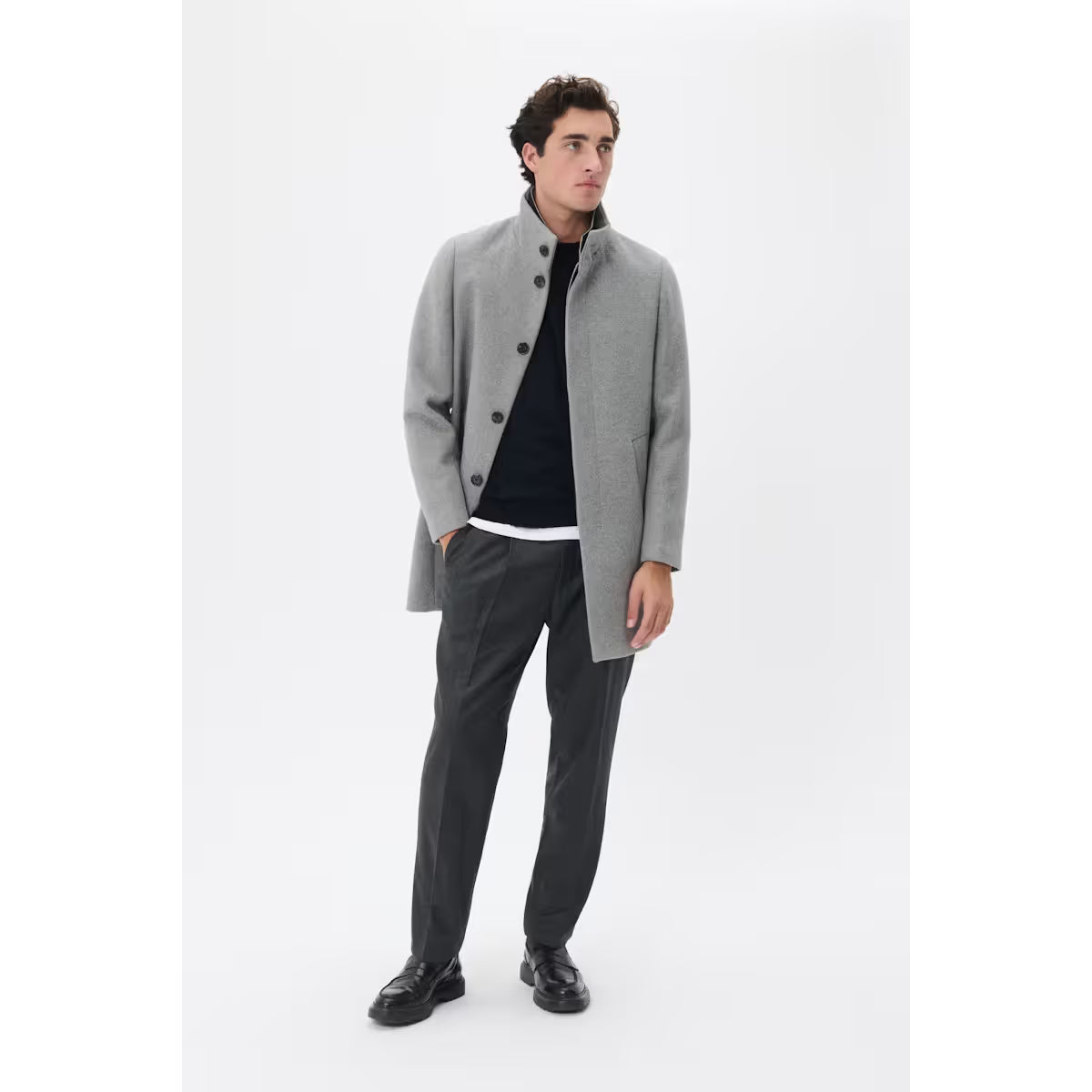 Matinique - Harvey Wool Coat in Light Grey Melange