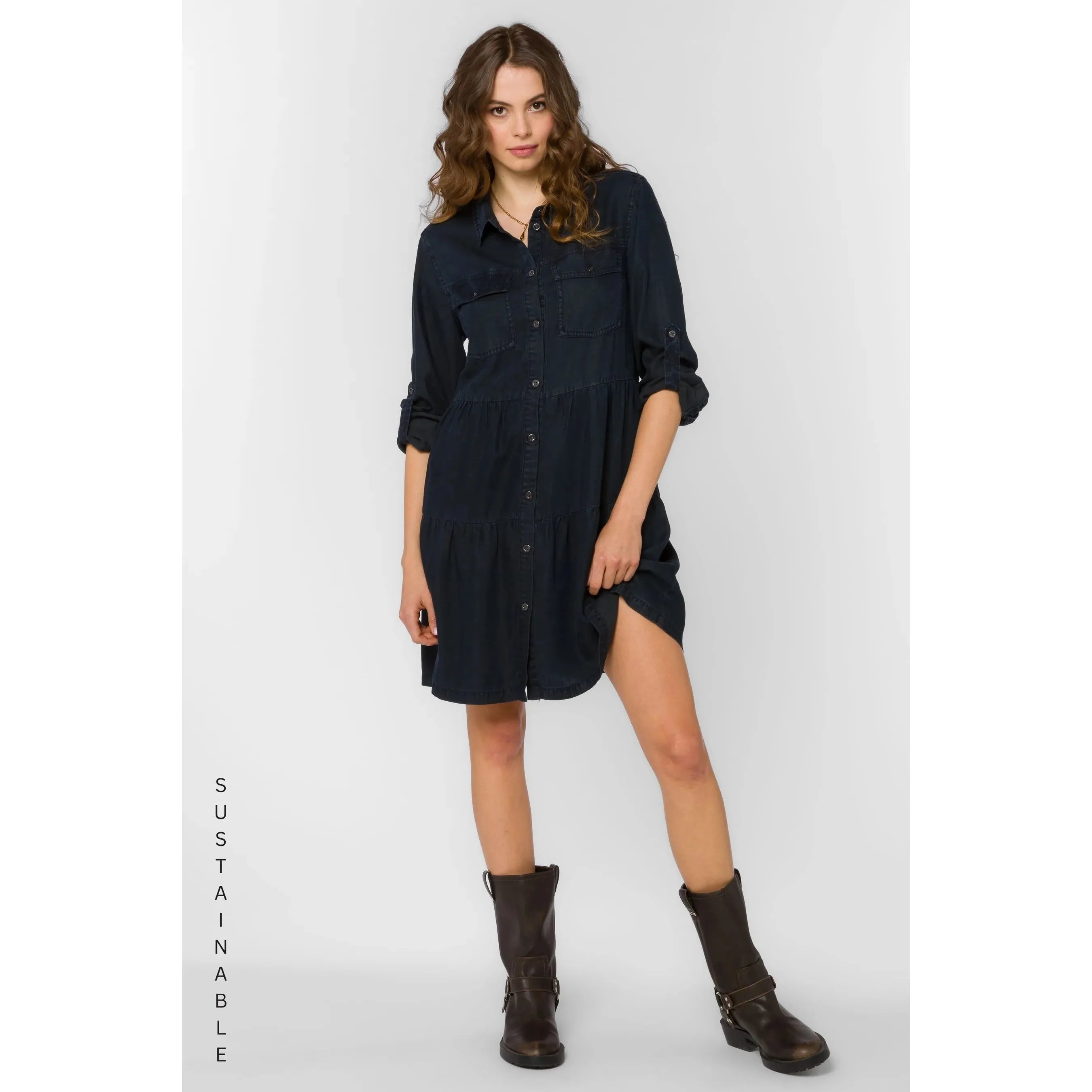Velvet Heart -  Bree Dress  in Overdye Indigo
