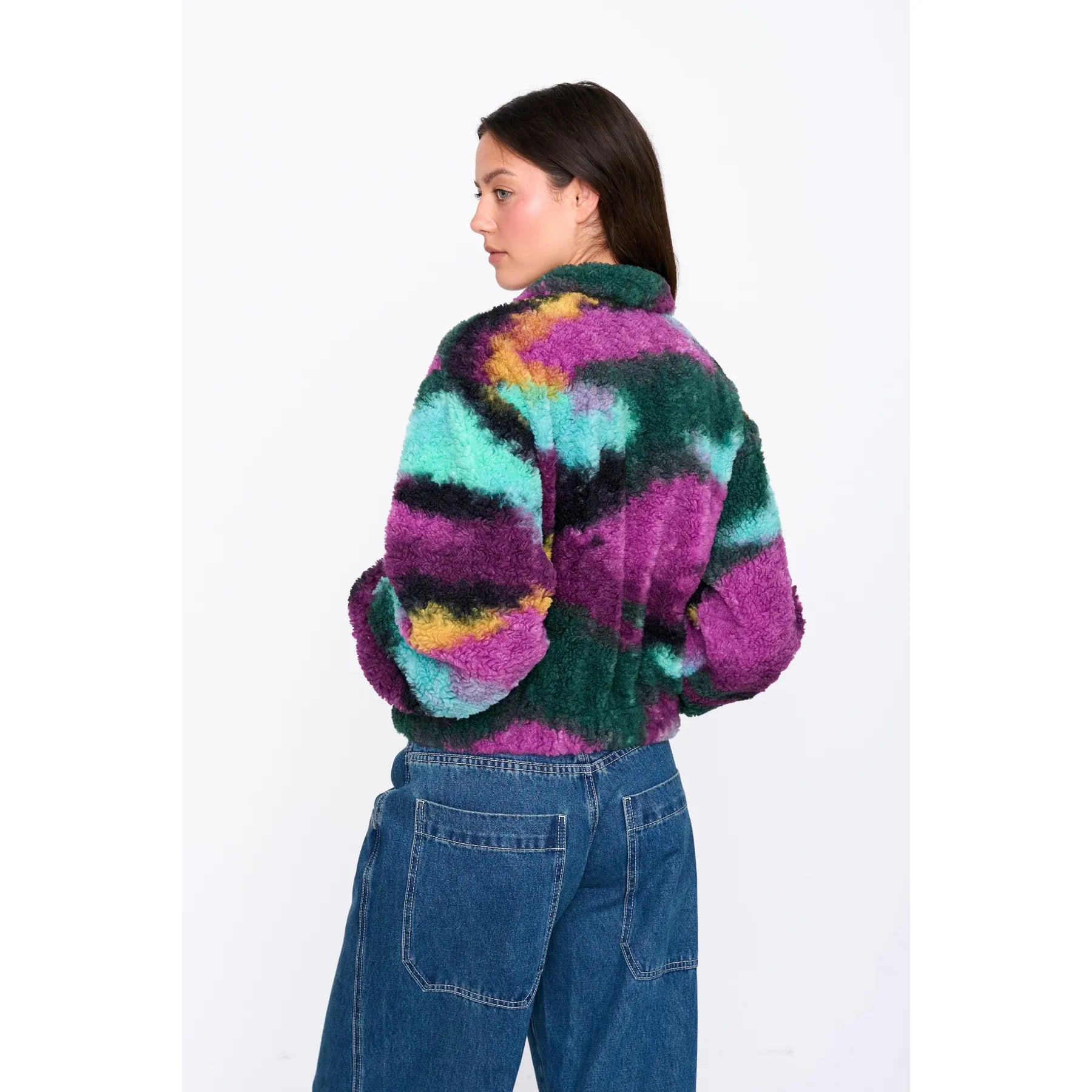 24 Colours - 1/2 Zip Fleece in Fushia Multi