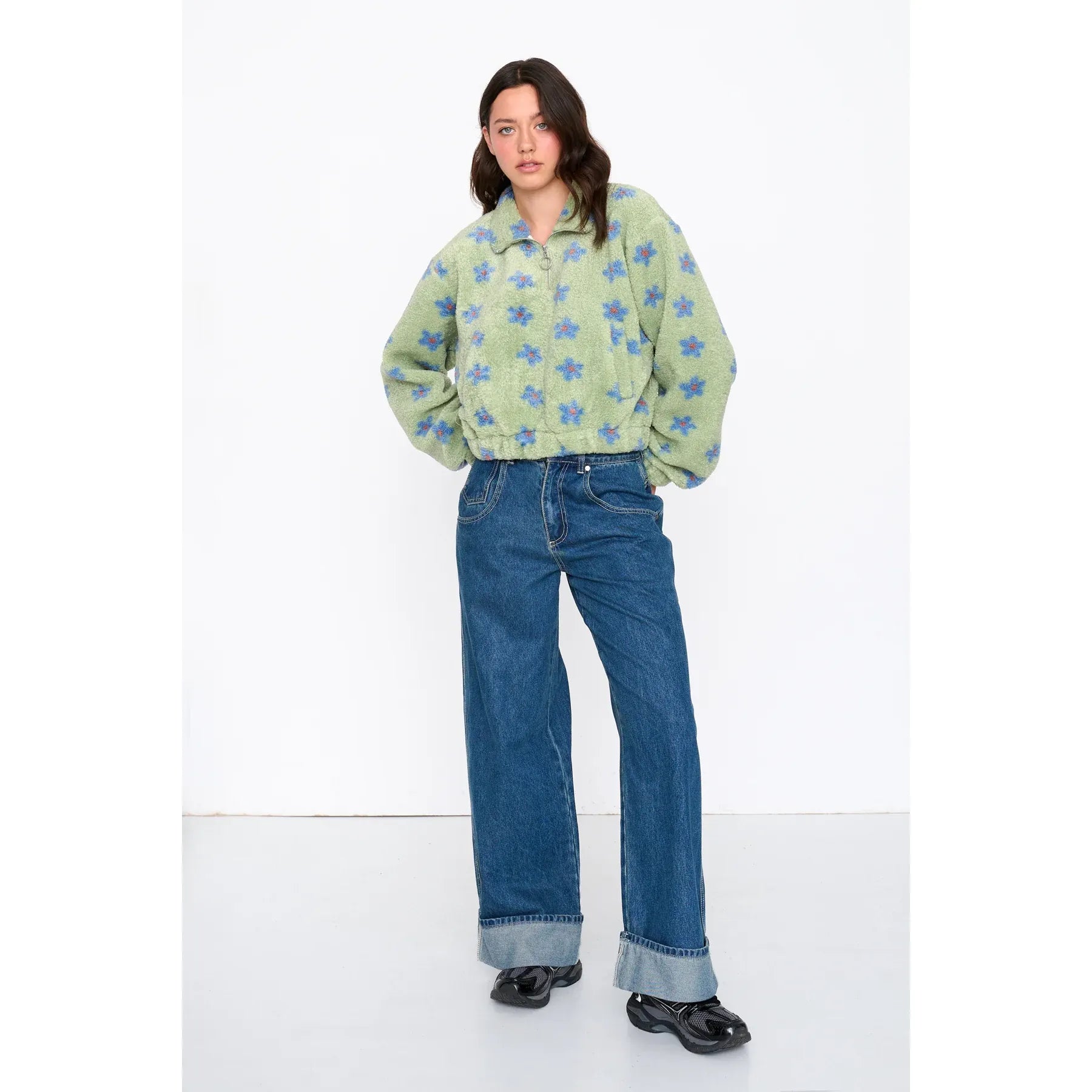 24 Colours - 1/2 Zip Fleece in Mint Daisy