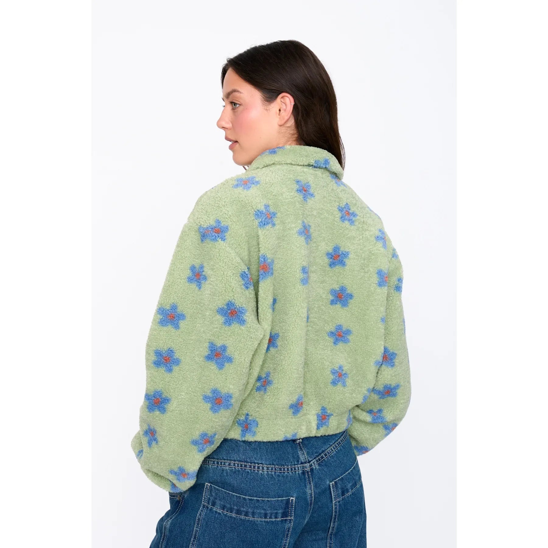 24 Colours - 1/2 Zip Fleece in Mint Daisy