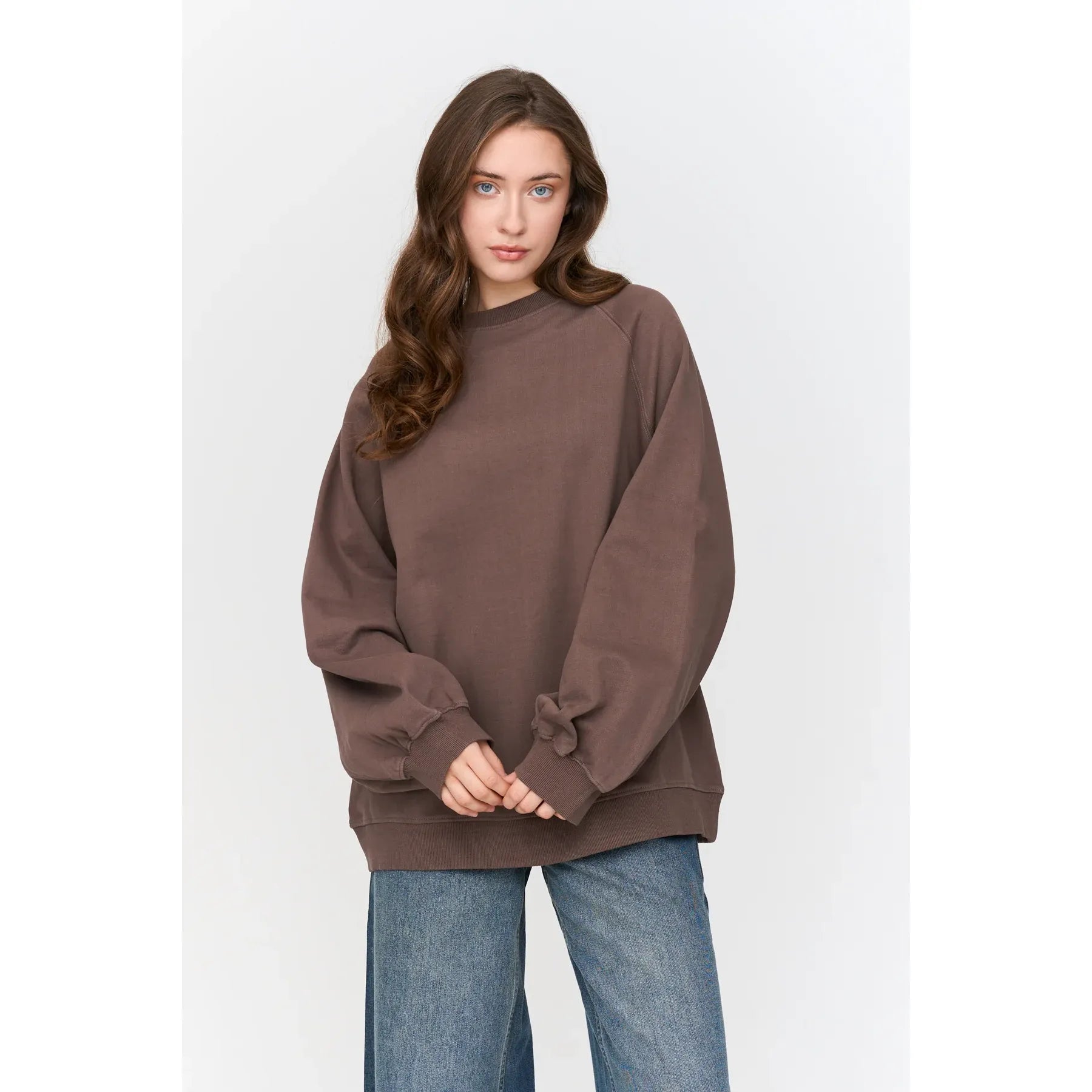 24 Colours - Oversized Sweatshirt in Taupe