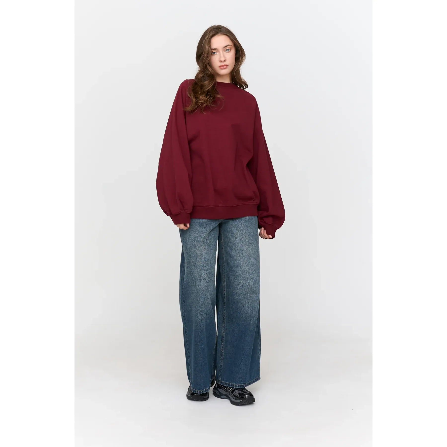 24 Colours - Oversized Sweatshirt in Bordeaux