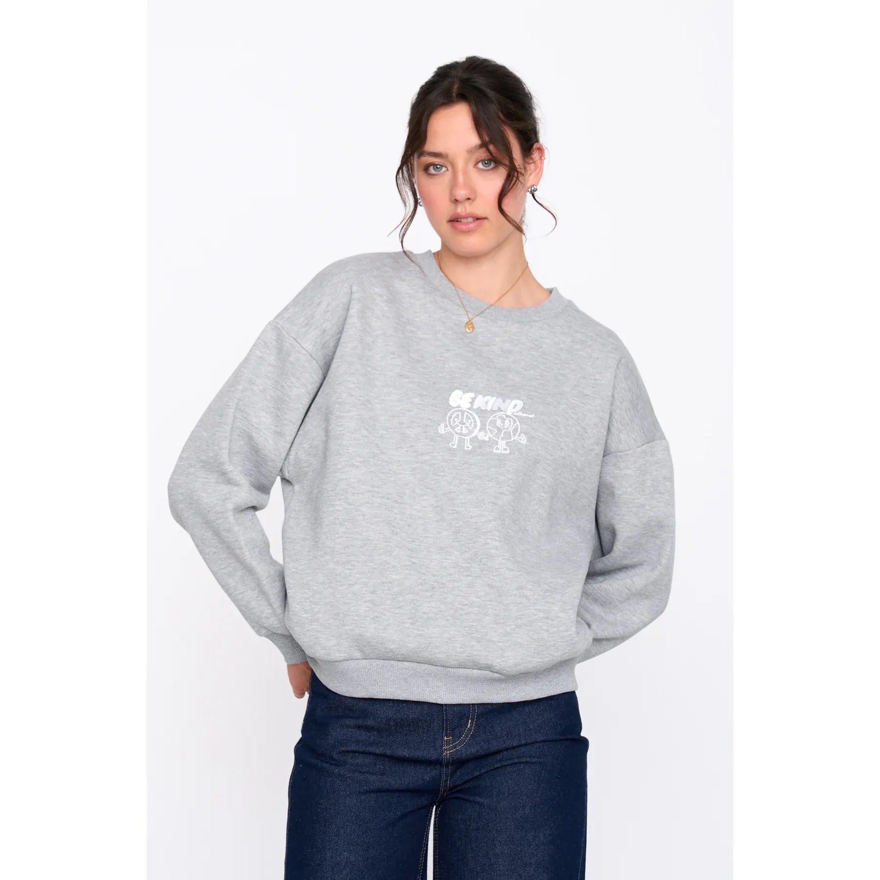 24 Colours - Be Kind Sweatshirt in Grey