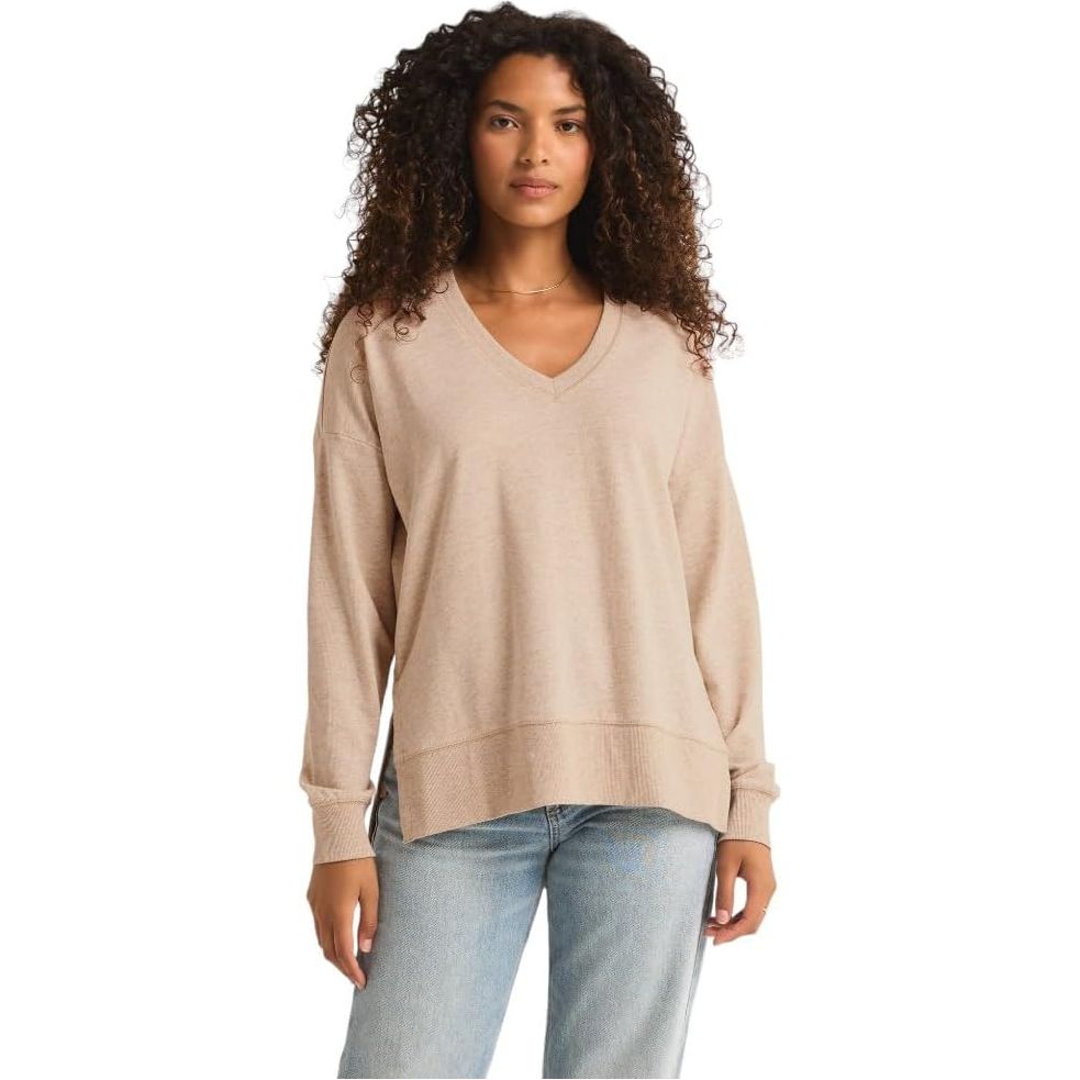 Z Supply - Modern Weekender V-Neck in Light Oatmeal Heather