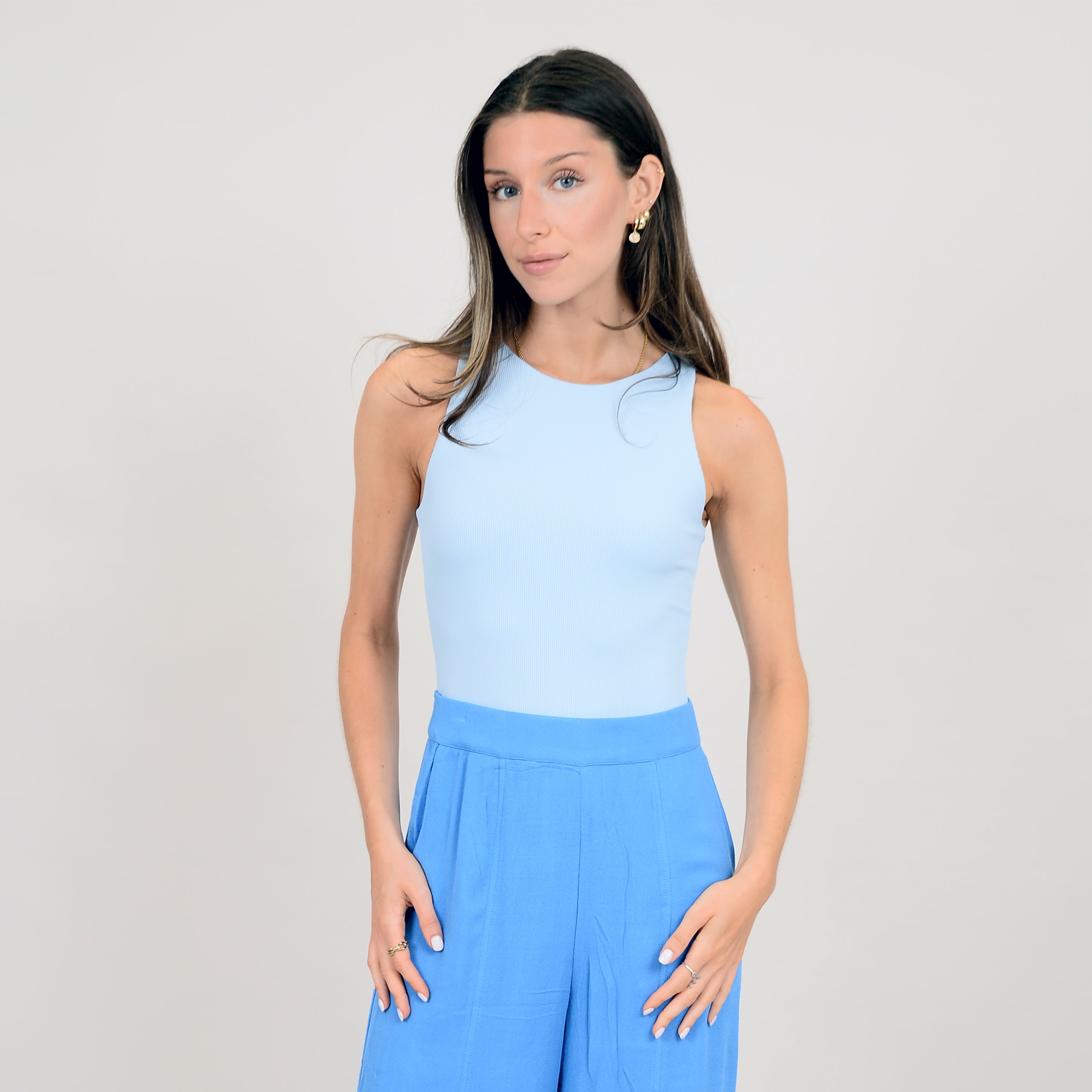 RD Style - Roxanna Ribbed Bodysuit in Bluebell