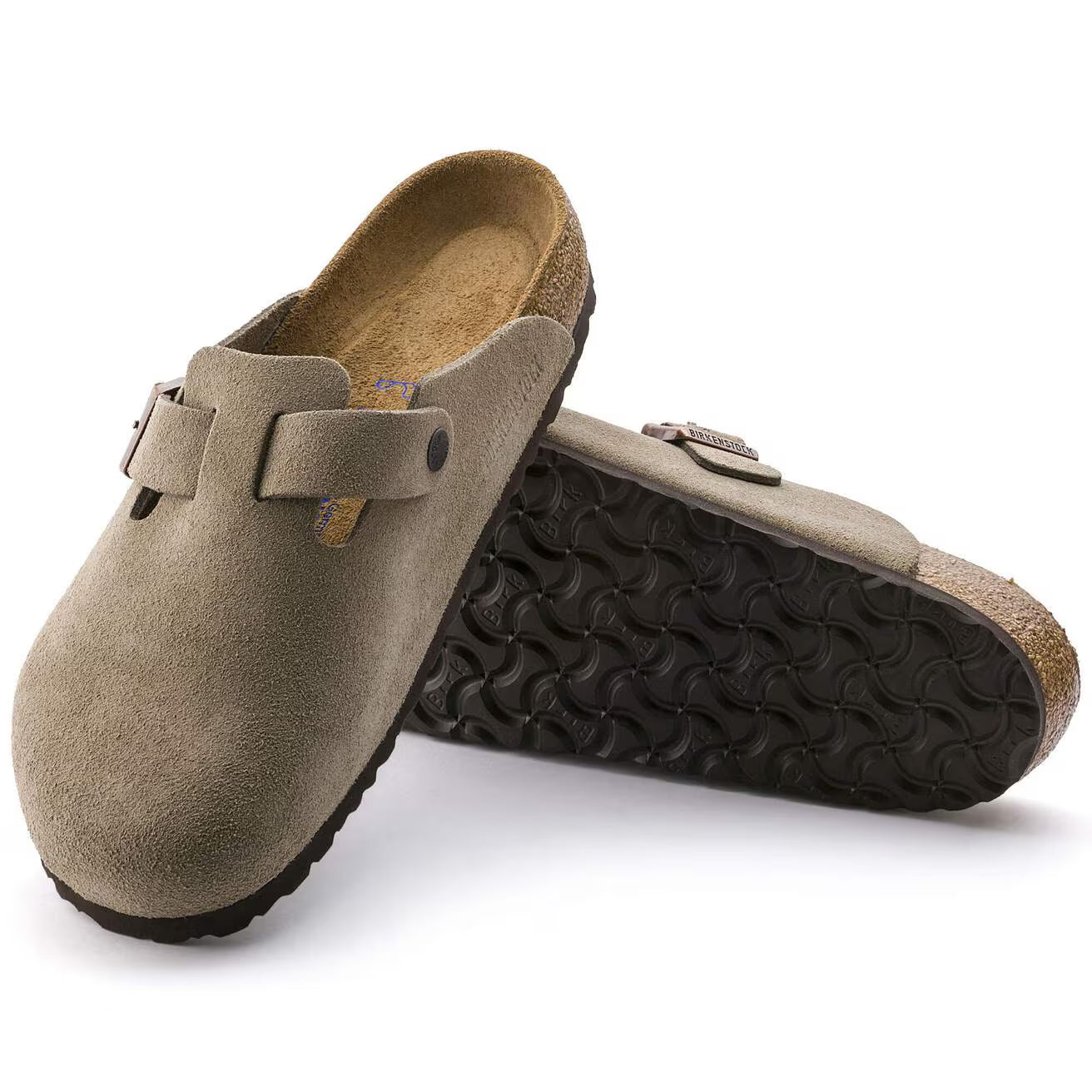 BIRKENSTOCK - Boston Soft Footbed Suede Leather in Taupe