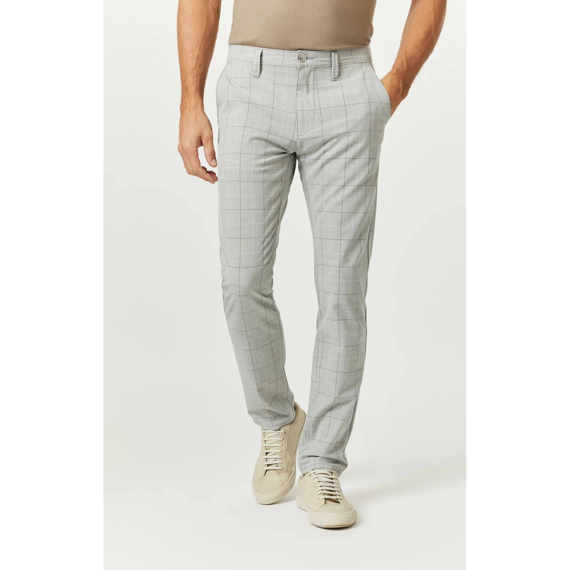 Mavi - Milton Slim Chino Pants in Light Grey Check