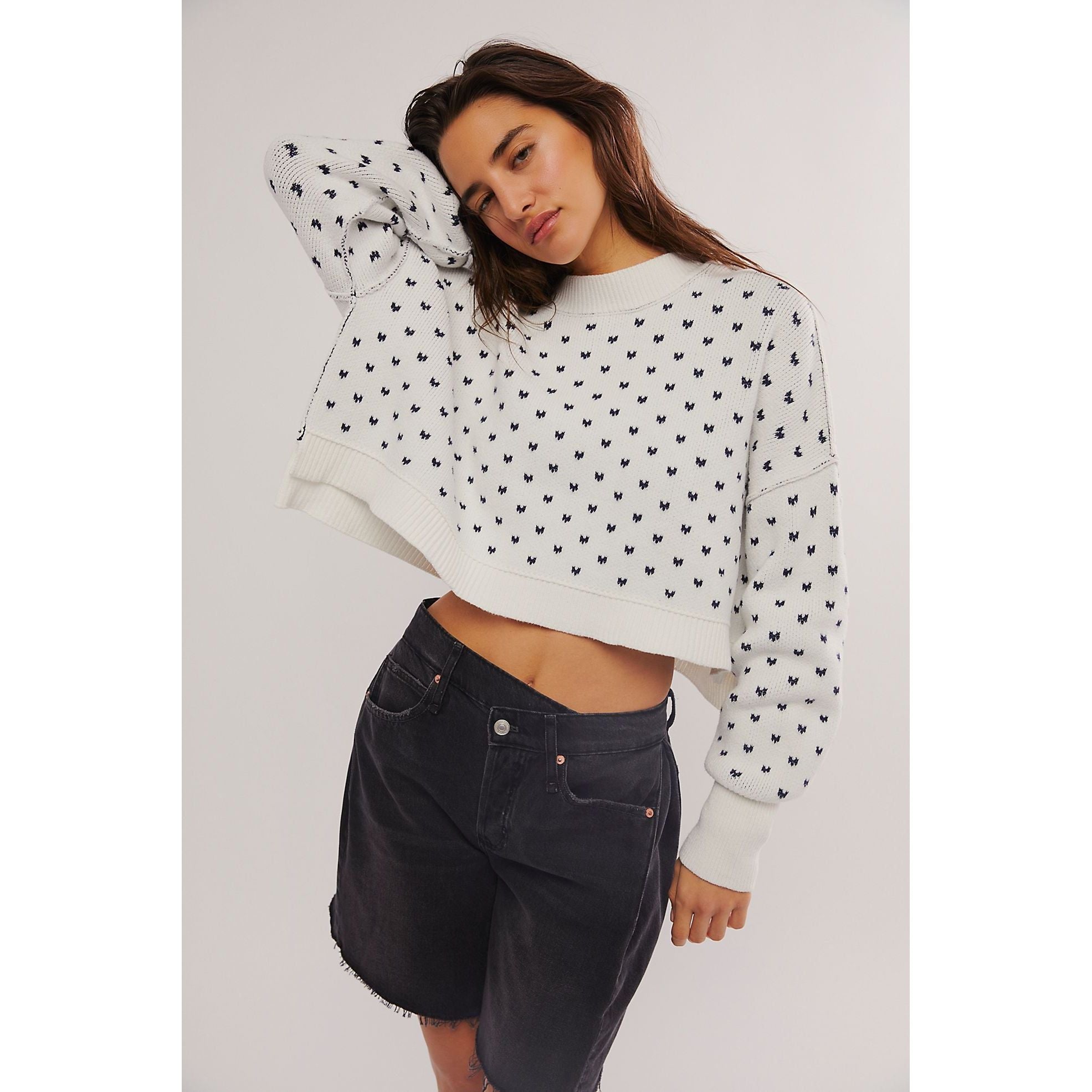 Free People - Easy Street Crop in White/Navy Combo