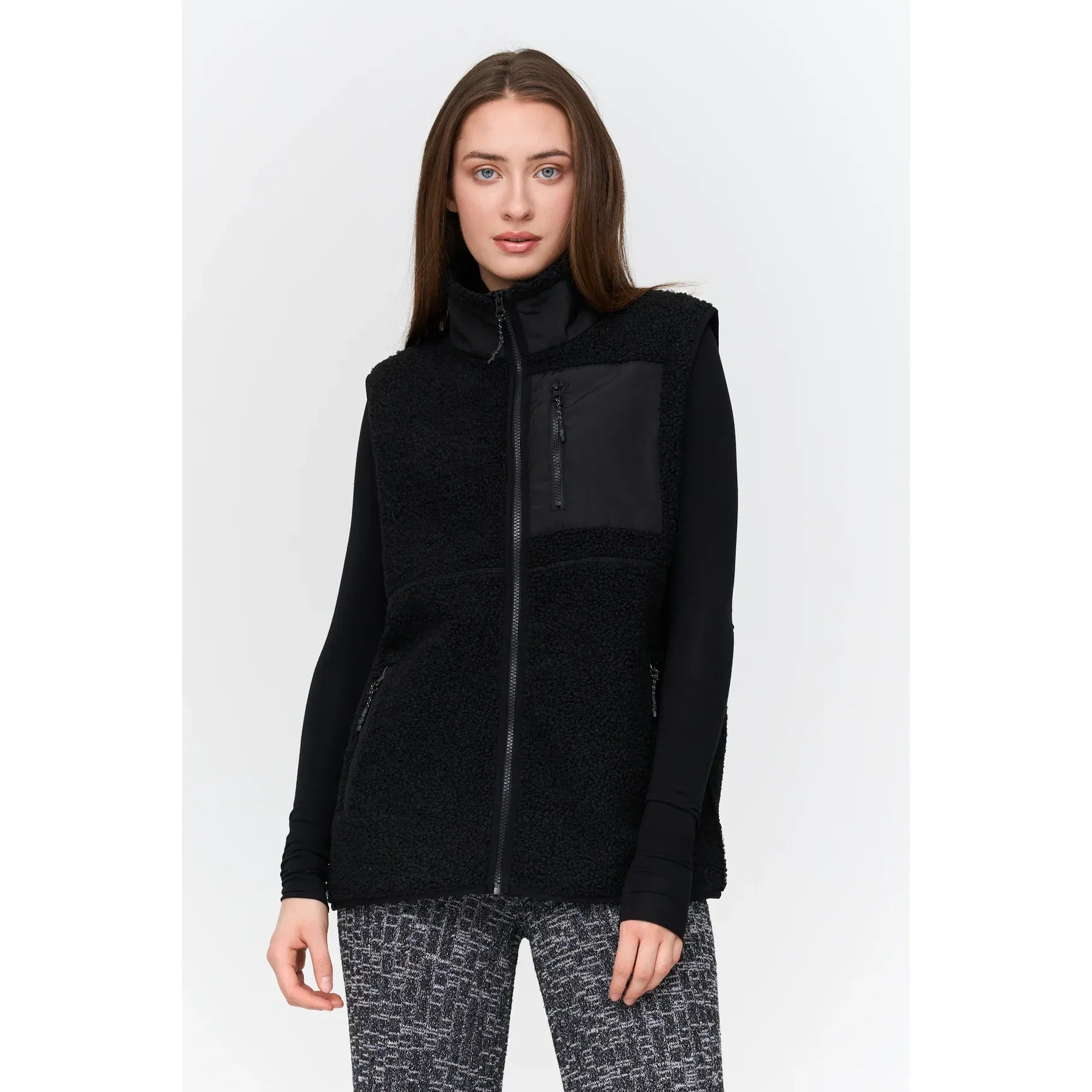 24 Colours - Teddy Fleece Vest in Black