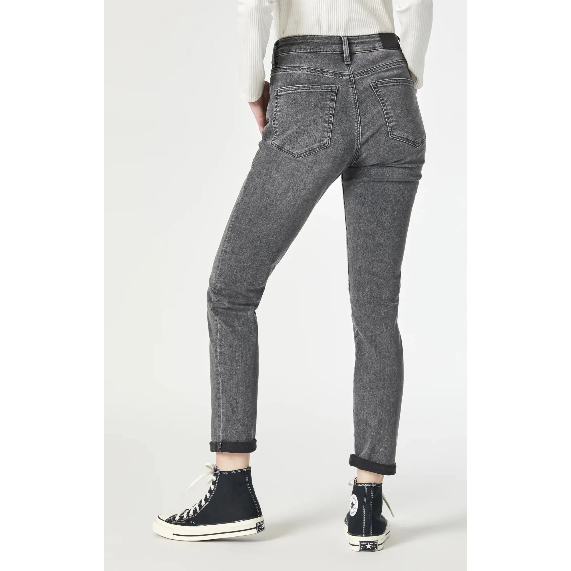 Mavi - Kathleen Slim Boyfriend in Mid Grey Feather Blue