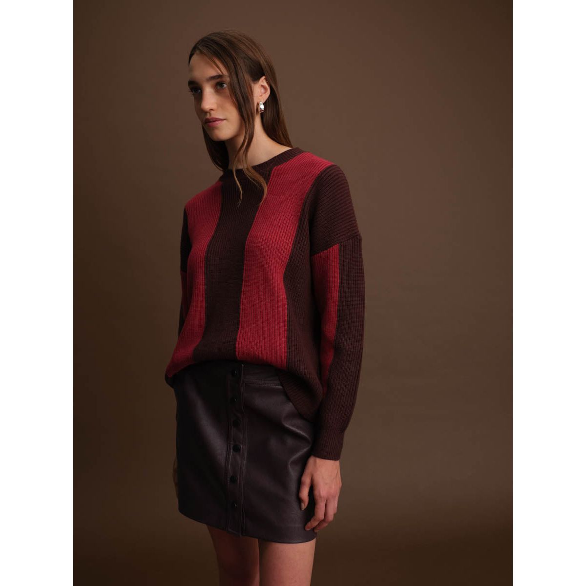 Deluc - Bart Sweater in Cacao/Malbec Stripe