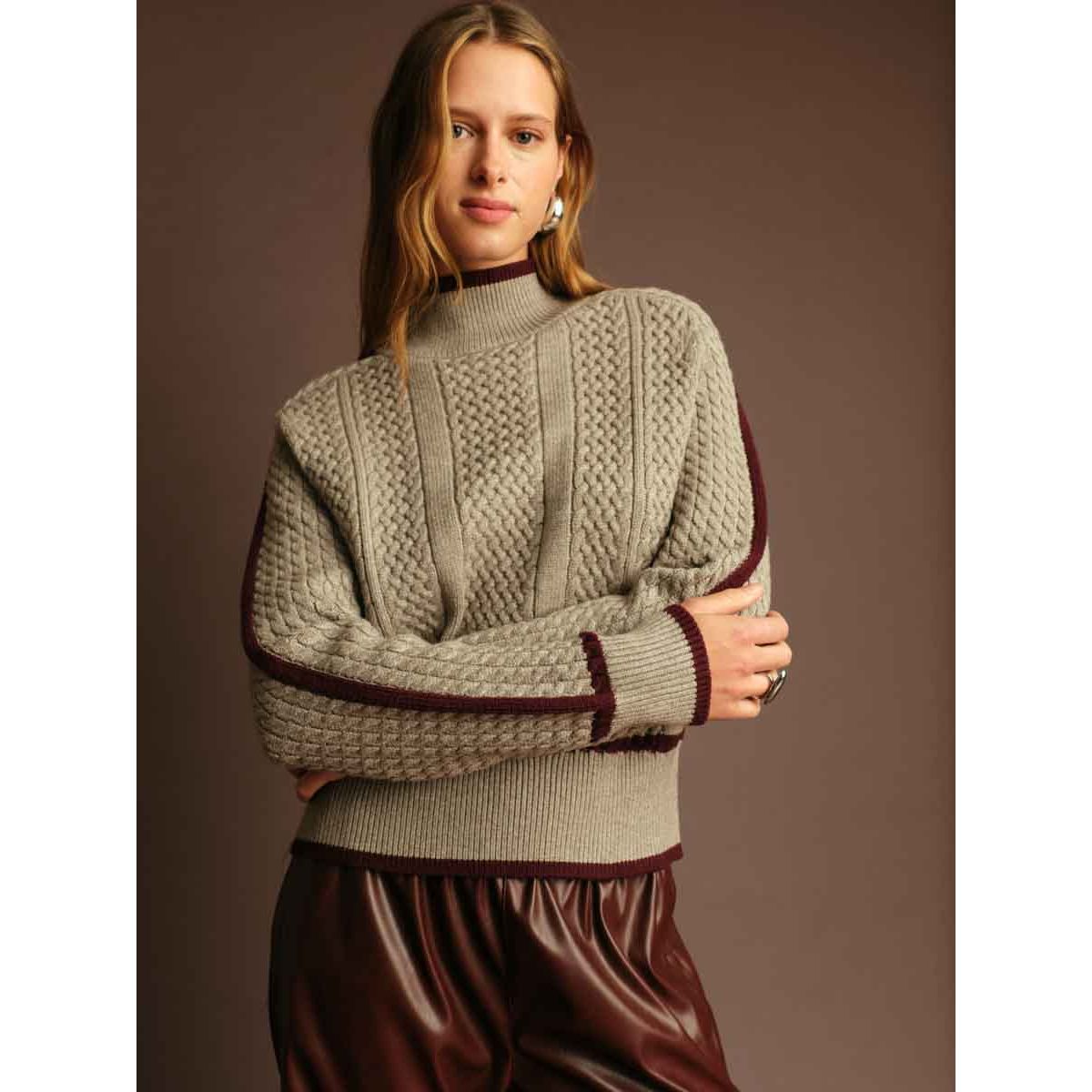 Deluc - Kevin Turtleneck in Light Grey/Wine