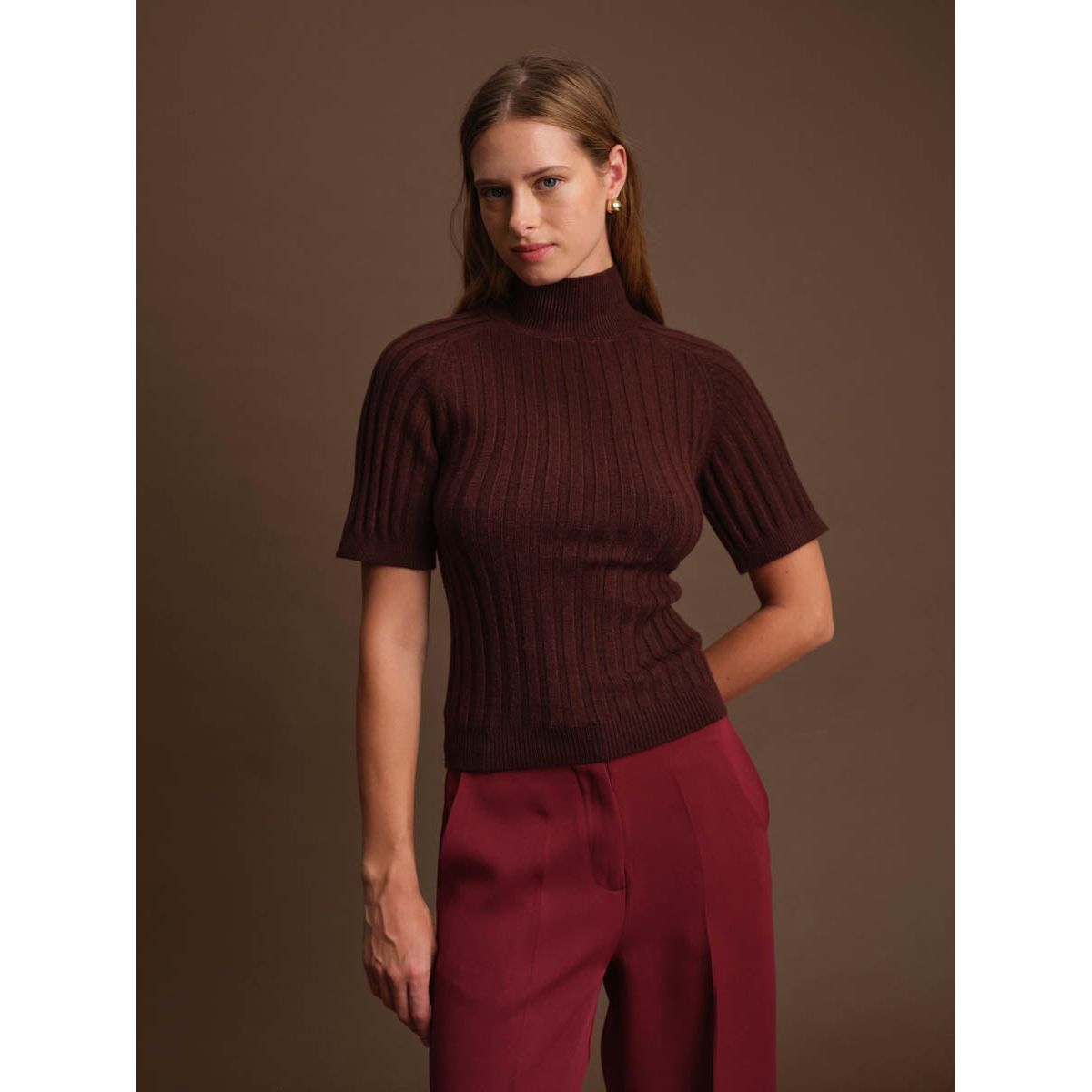 Deluc - Oliver Turtleneck Cardigan in Cacao